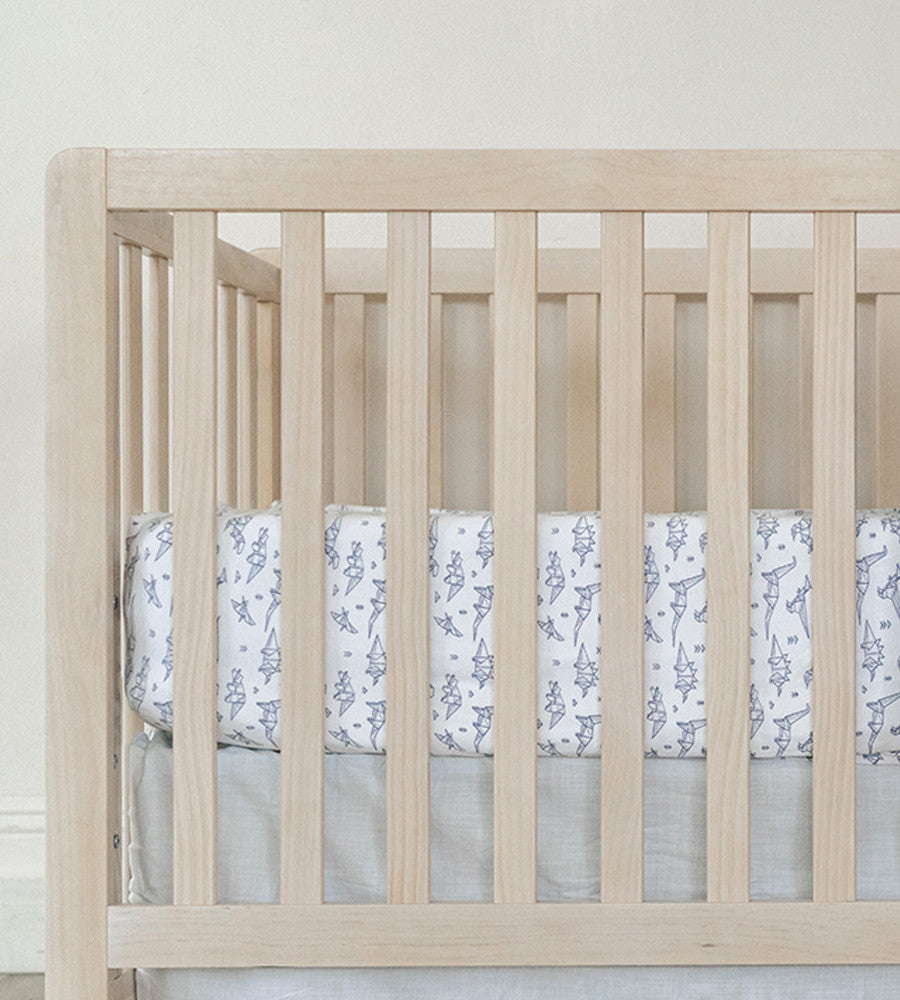 Bamboo Crib Sheets Dino Dreamy White