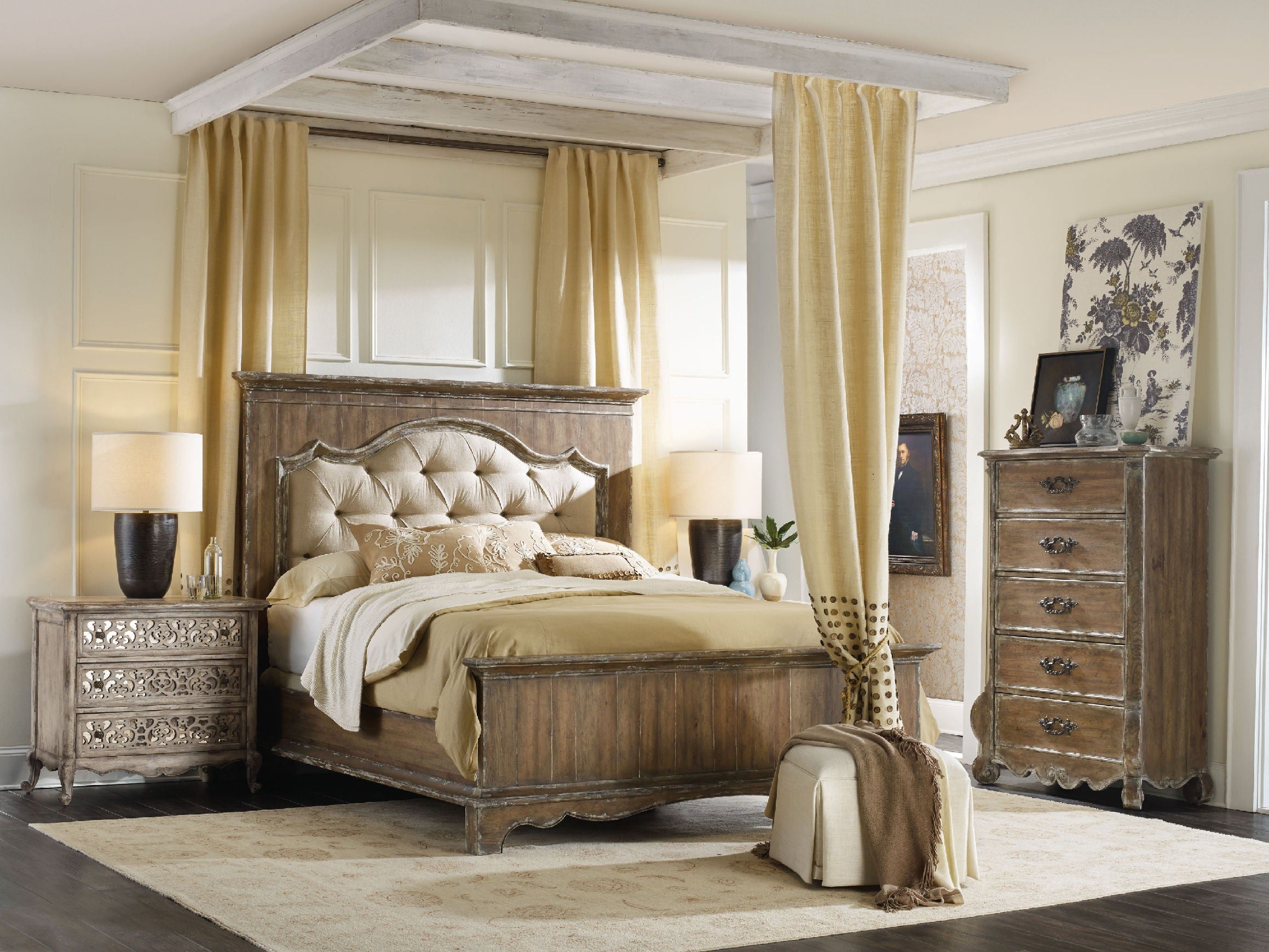 Hooker Furniture Bedroom Chatelet Upholstered Mantle Panel Headboard