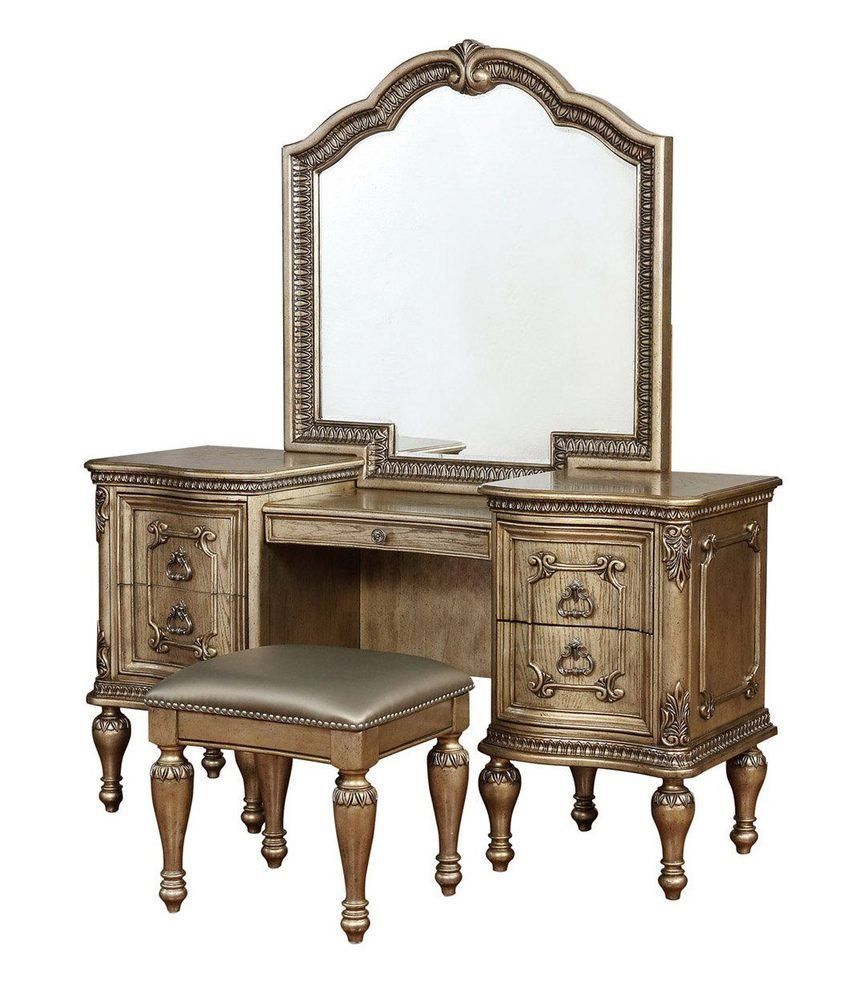 Seville Platinum Vanity Stool by Avalon Furniture