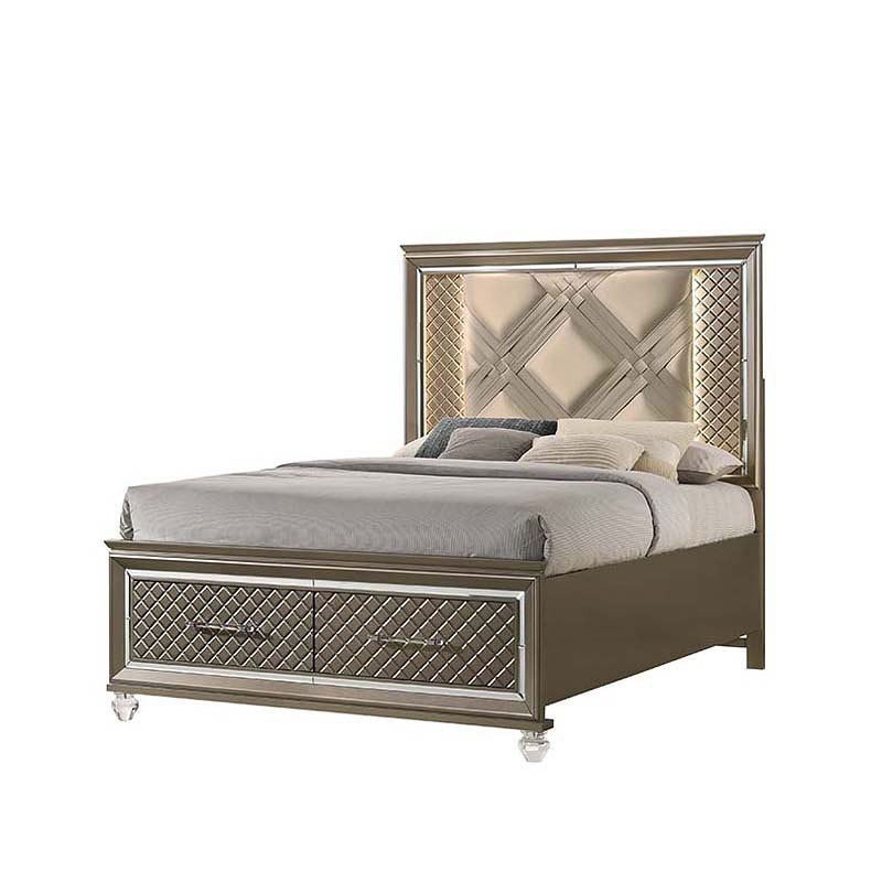 Queen Size Storage Bed in Antique Platinum Finish By: Alabama Beds
