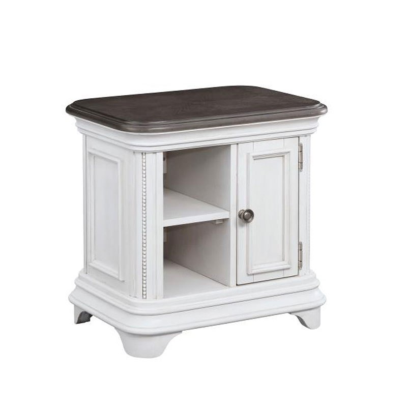 Perfect Solid Wood Chairside Table with Storage in Gray By: Alabama Beds