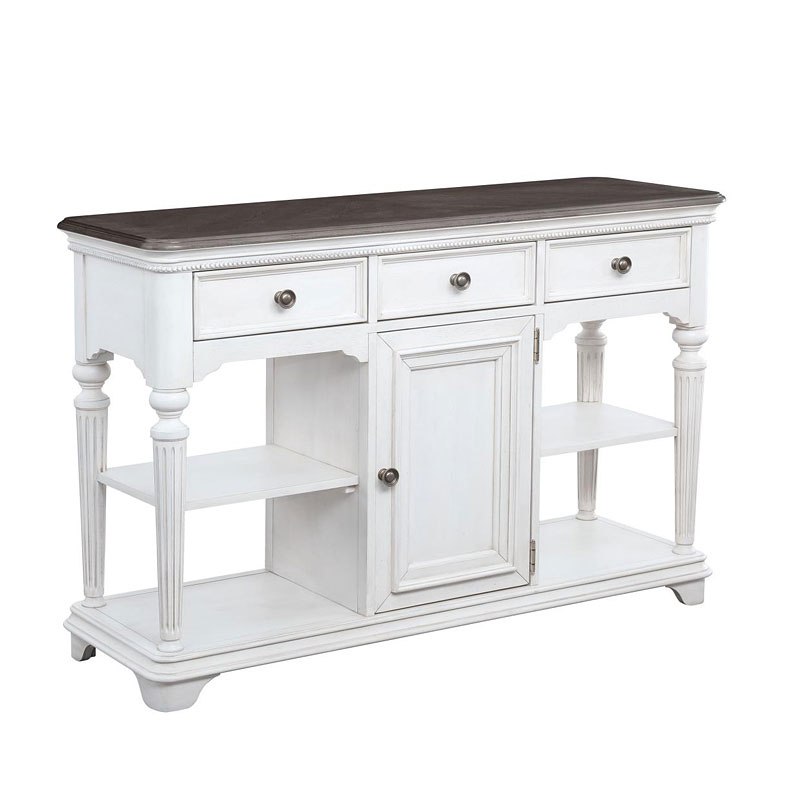Console Table with Storage Drawers and Shelves By: Alabama Beds