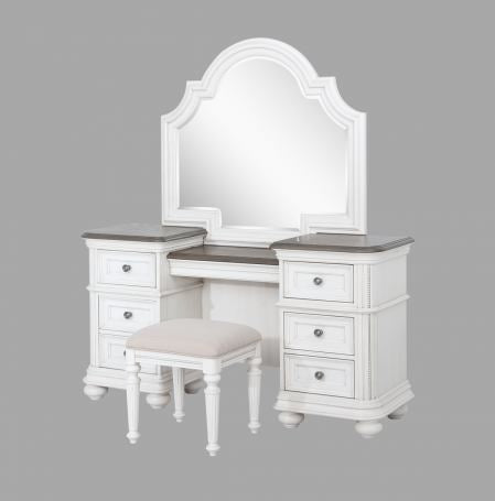 Avalon Furniture West Chester Vanity Desk in Weathered Oak and White B0162N-VD