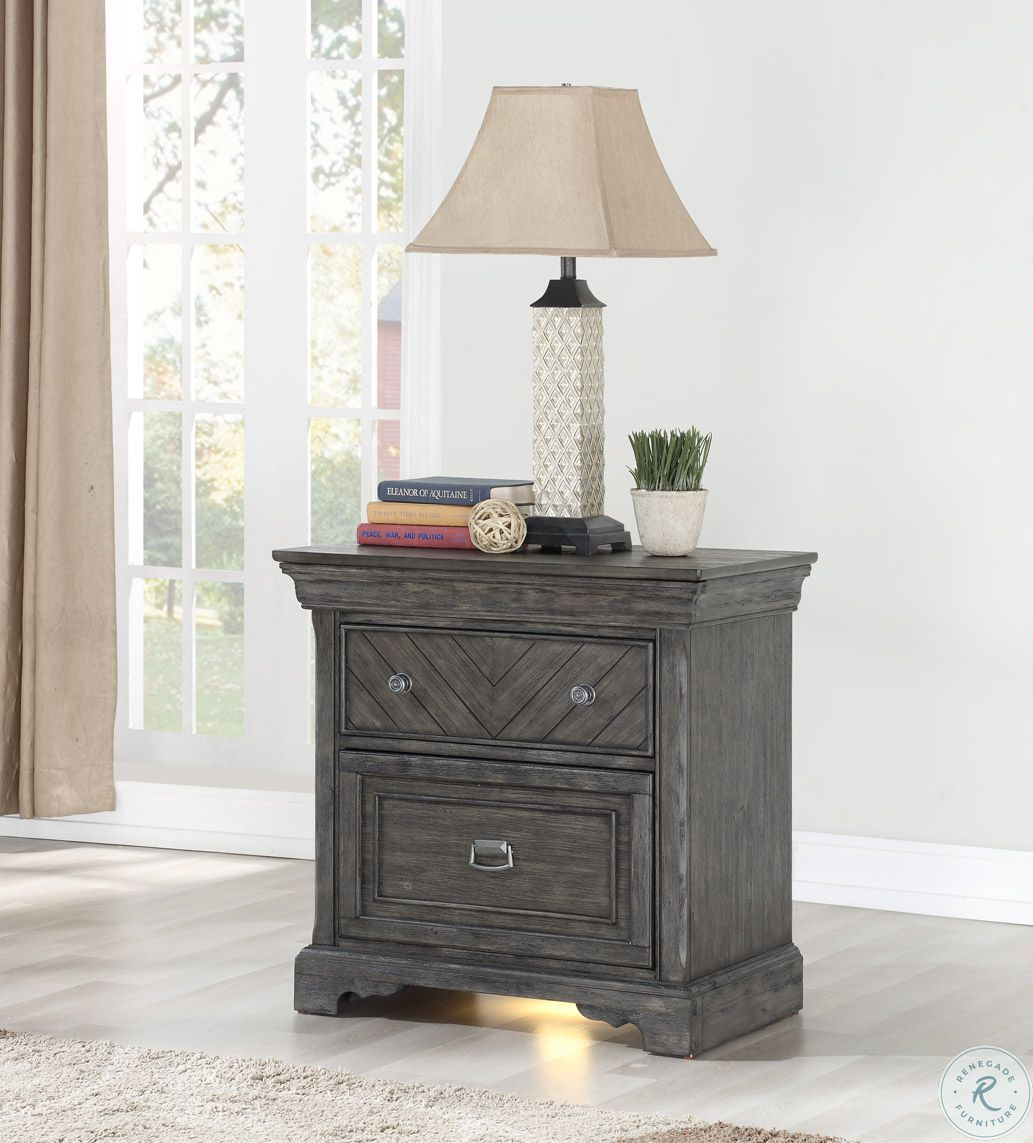 Timber Crossing Brushed Gray Nightstand by Avalon Furniture