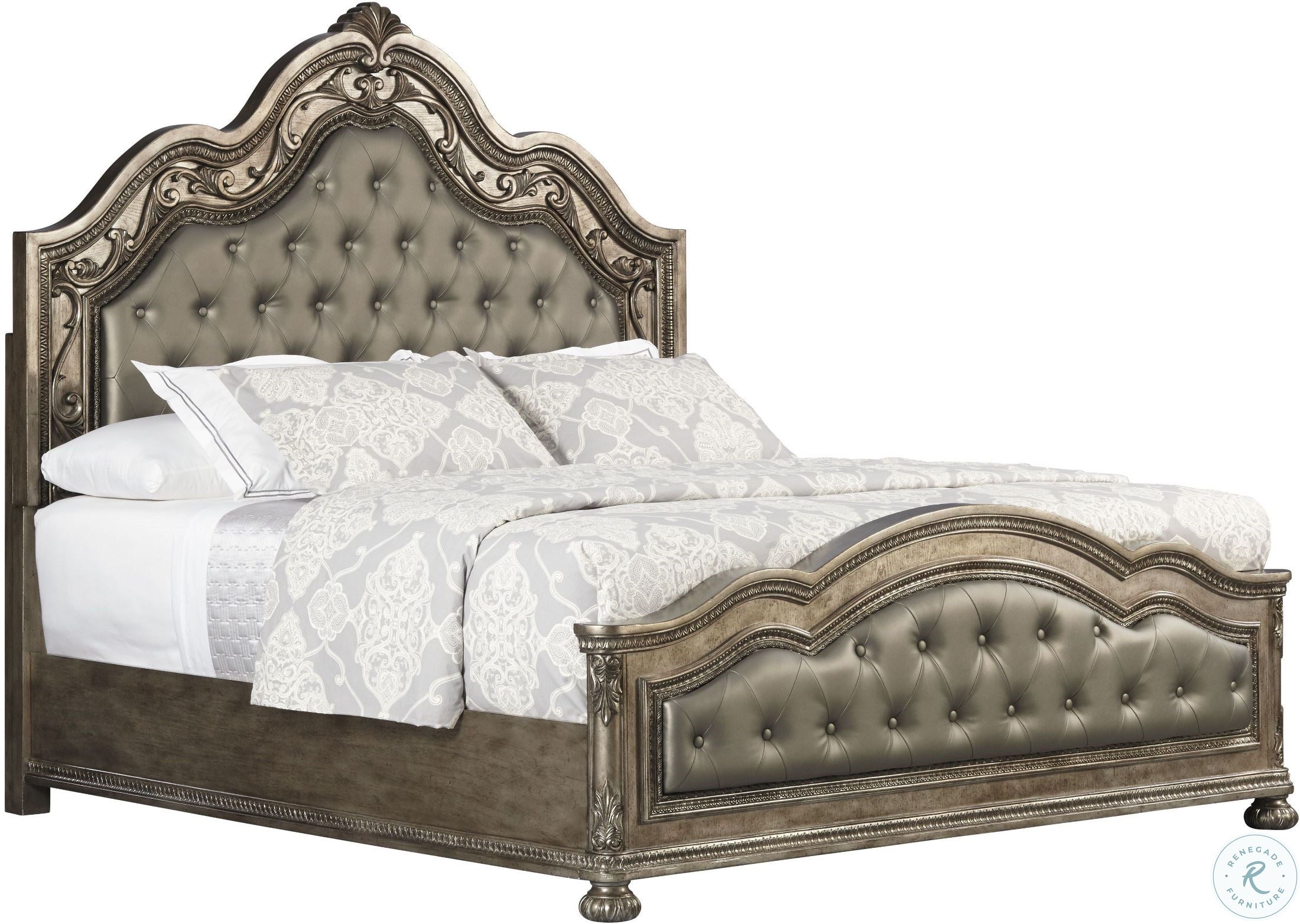 Seville Translucent Platinum King Upholstered Panel Bed by Avalon Furniture