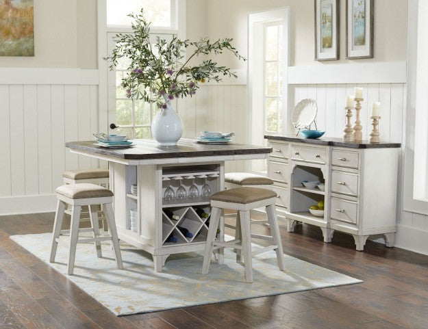 Casual Two-Tone Extendable Kitchen Island Table By: Alabama Beds