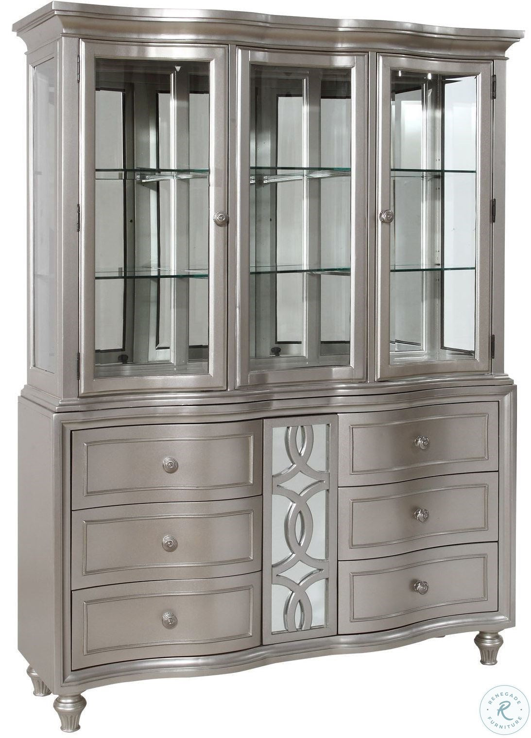 Pearlized Platinum Buffet with Kitchen Hutch By: Alabama Beds