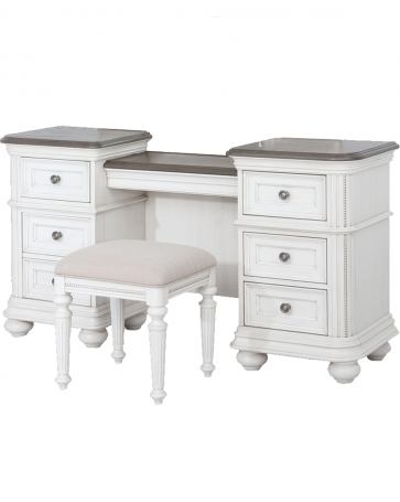 Avalon Furniture West Chester Vanity Desk in Weathered Oak and White B0162N-VD