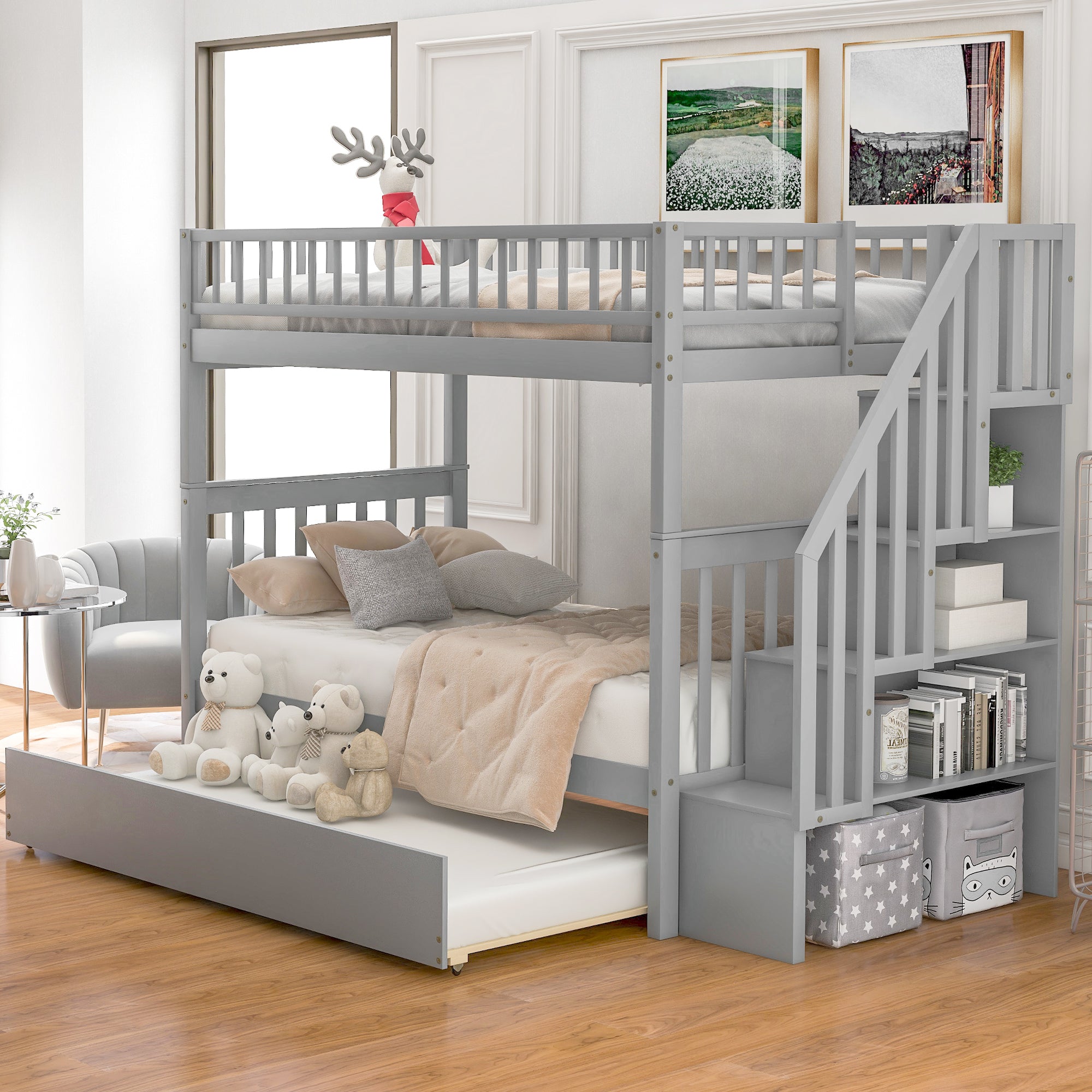Twin Over Twin Bunk Bed with Trundle and Storage By: Alabama Beds