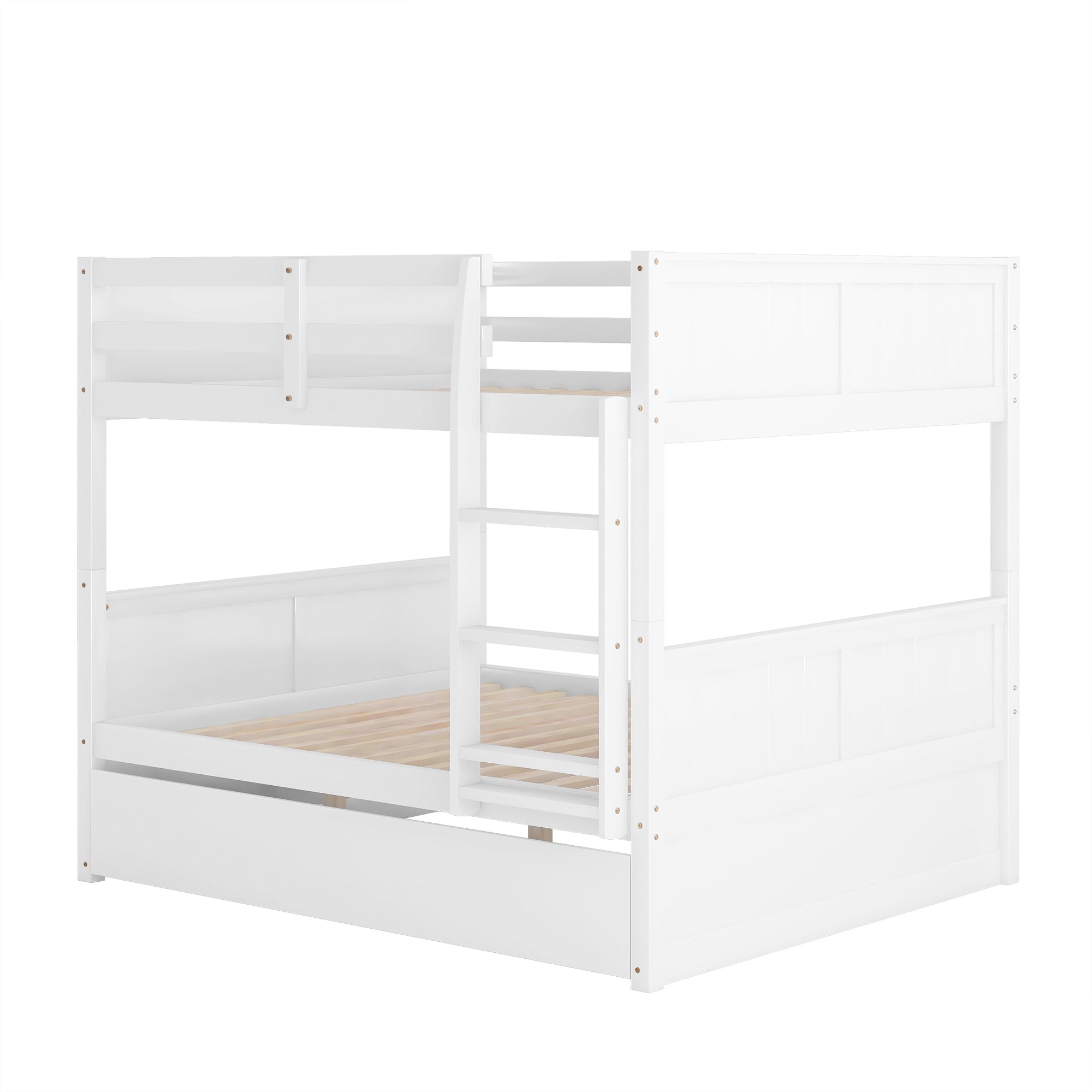 Full Over Full Bunk Bed with Twin Size Trundle in White By: Alabama Beds