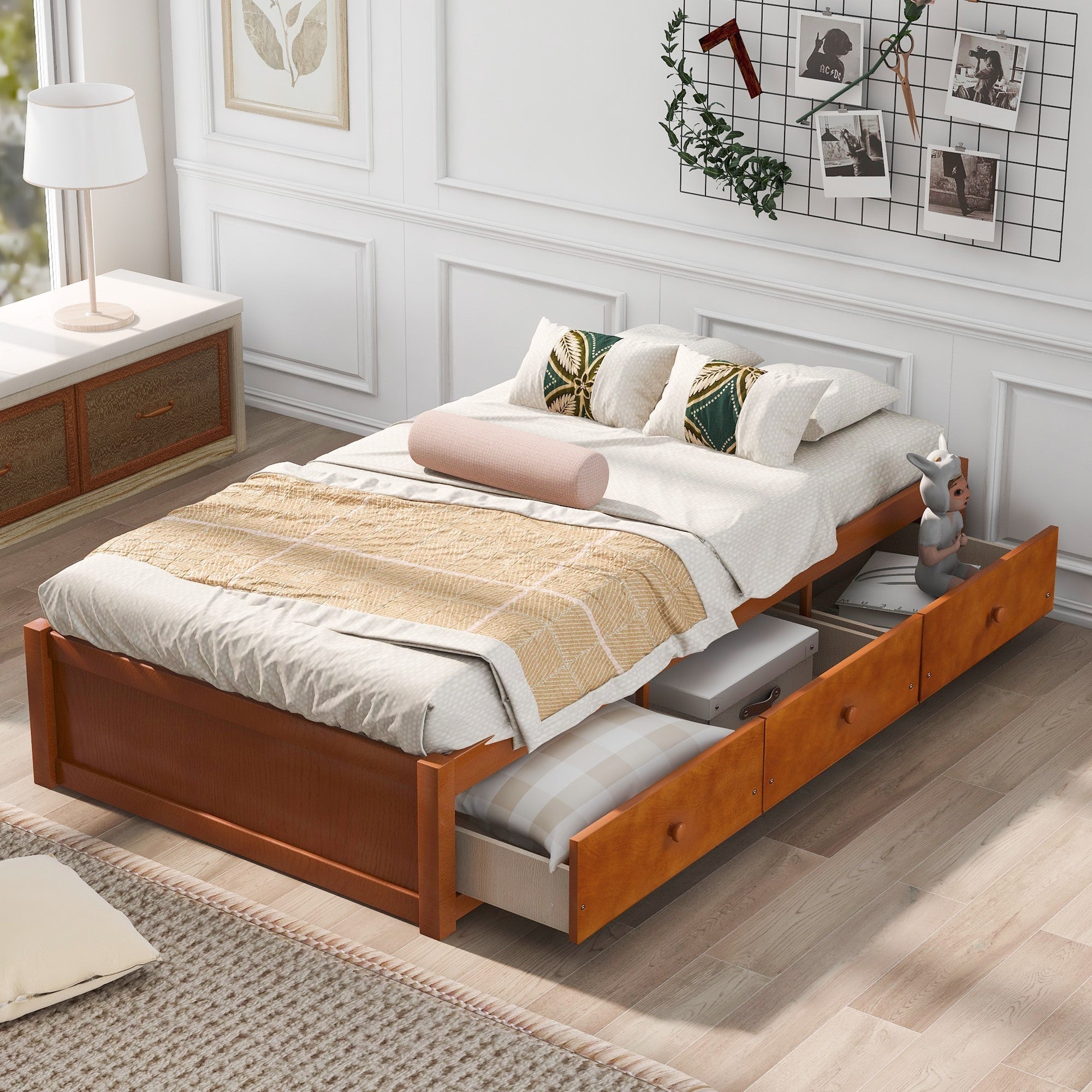 Orisfur. Twin Platform Bed Frame with Storage Drawers By: Alabama Beds