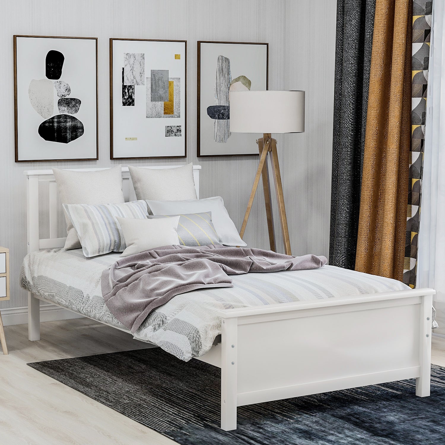 Twin-Size Platform Bed with Headboard, Footboard and Wood Slat By: Alabama Beds