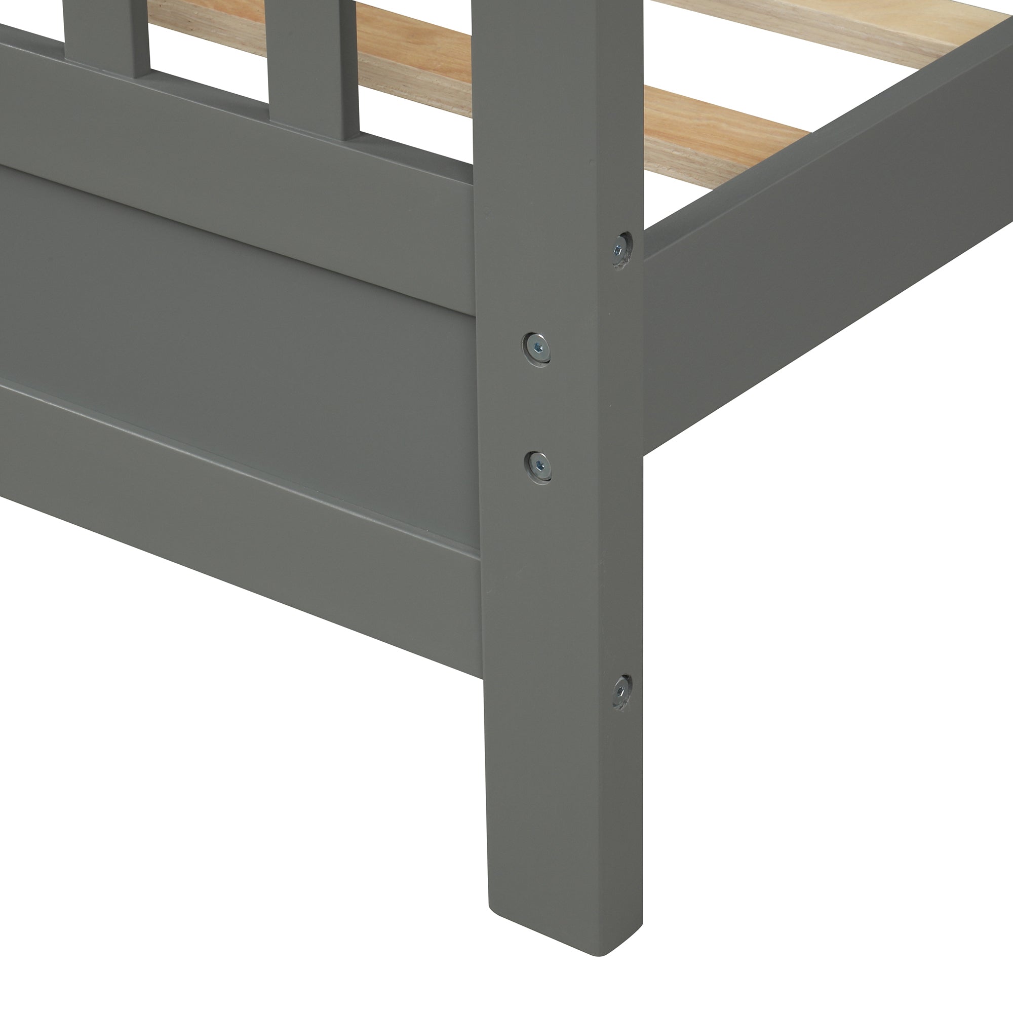 Wooden Platform Bed with Headboard and Footboard in Gray by: Alabama Beds
