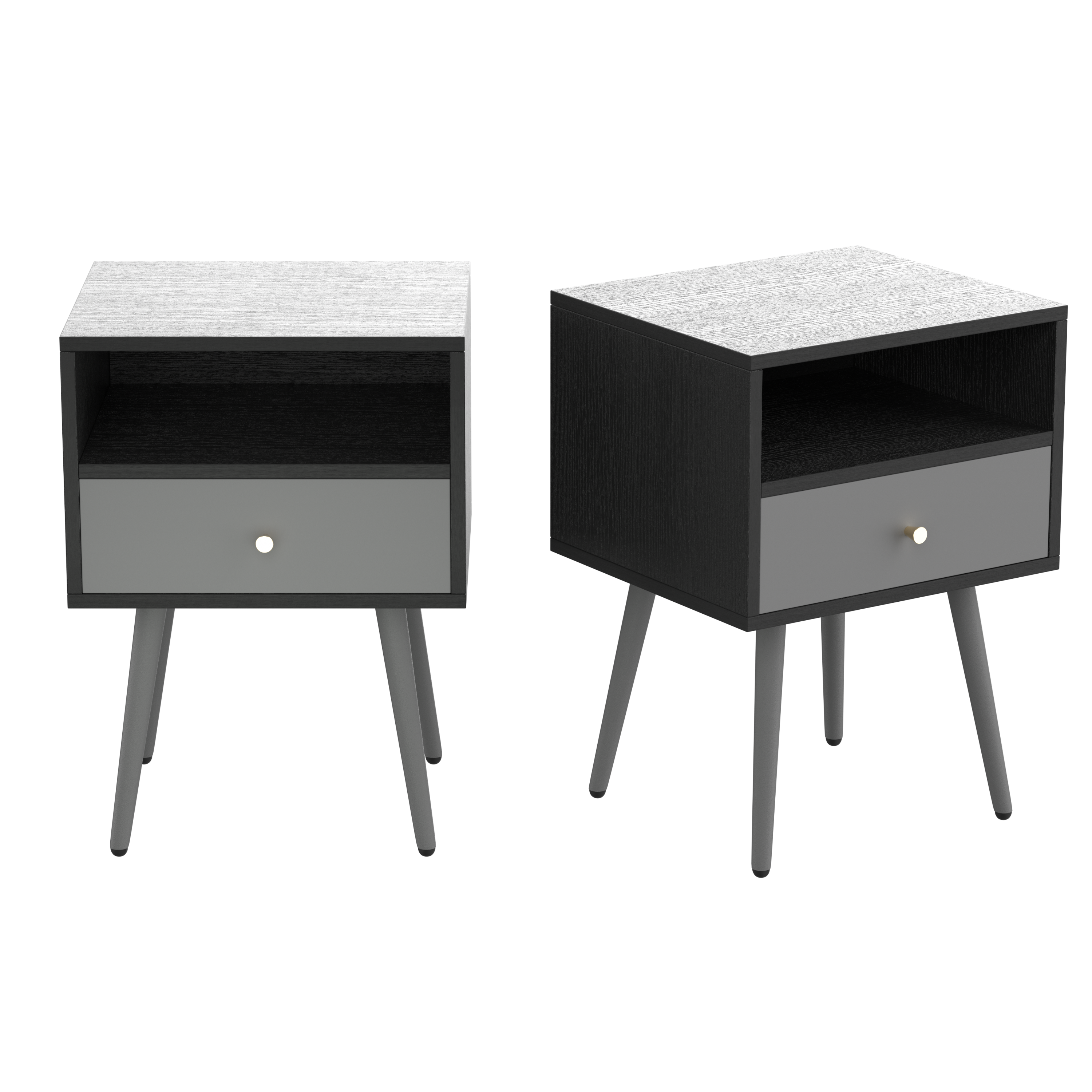 Set of 2 Nightstand with Drawer for Living Room By: Alabama Beds
