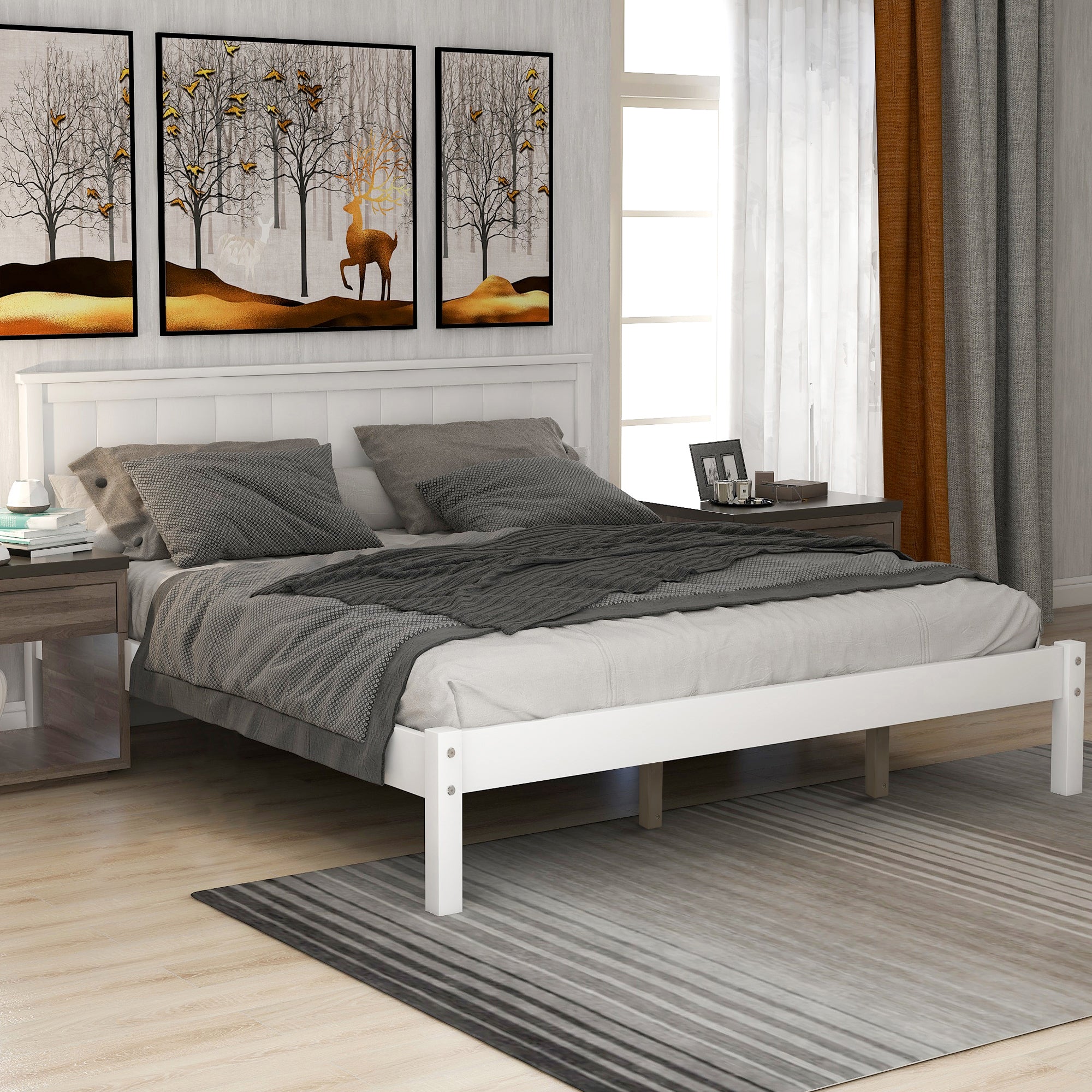 Platform Bed Frame with Headboard and Wood Slats By: Alabama Beds