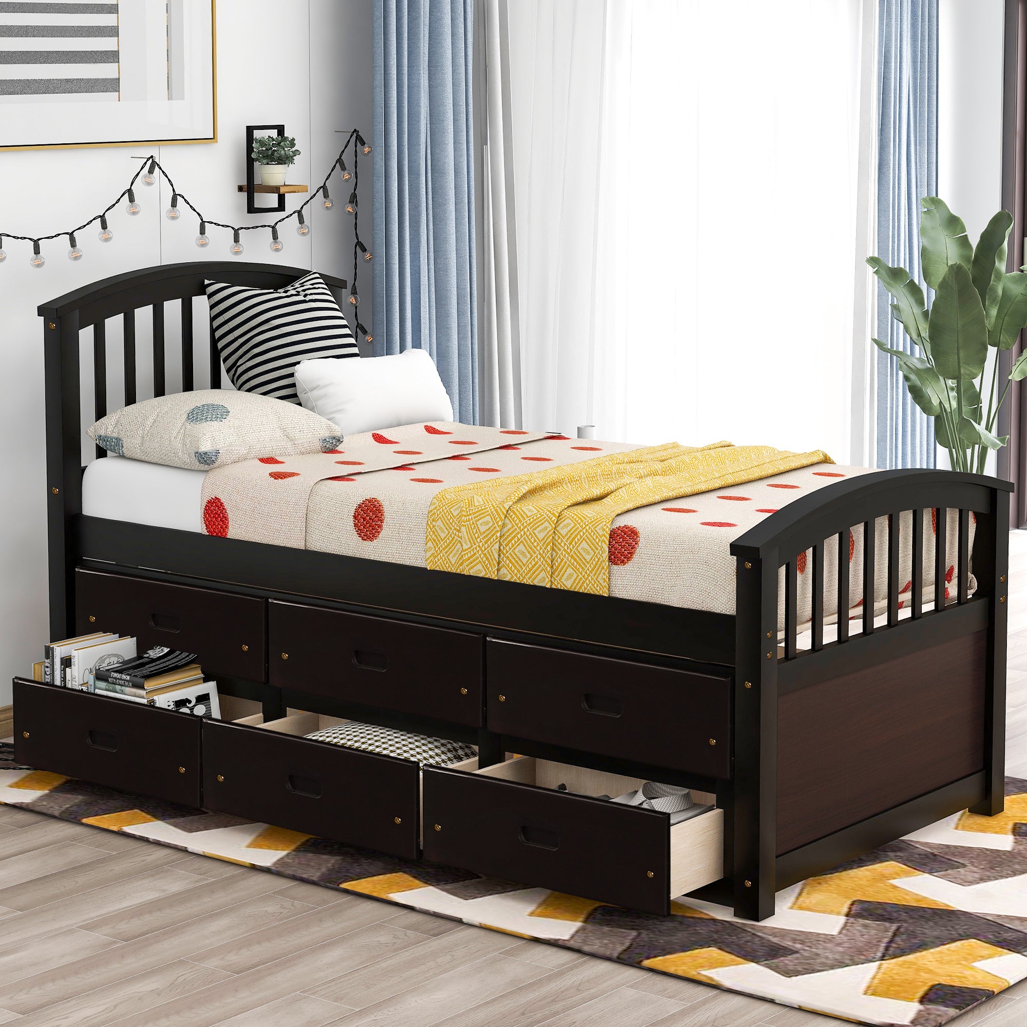 Twin-Size Solid Wood Platform Storage Drawers Bed By: Alabama Beds