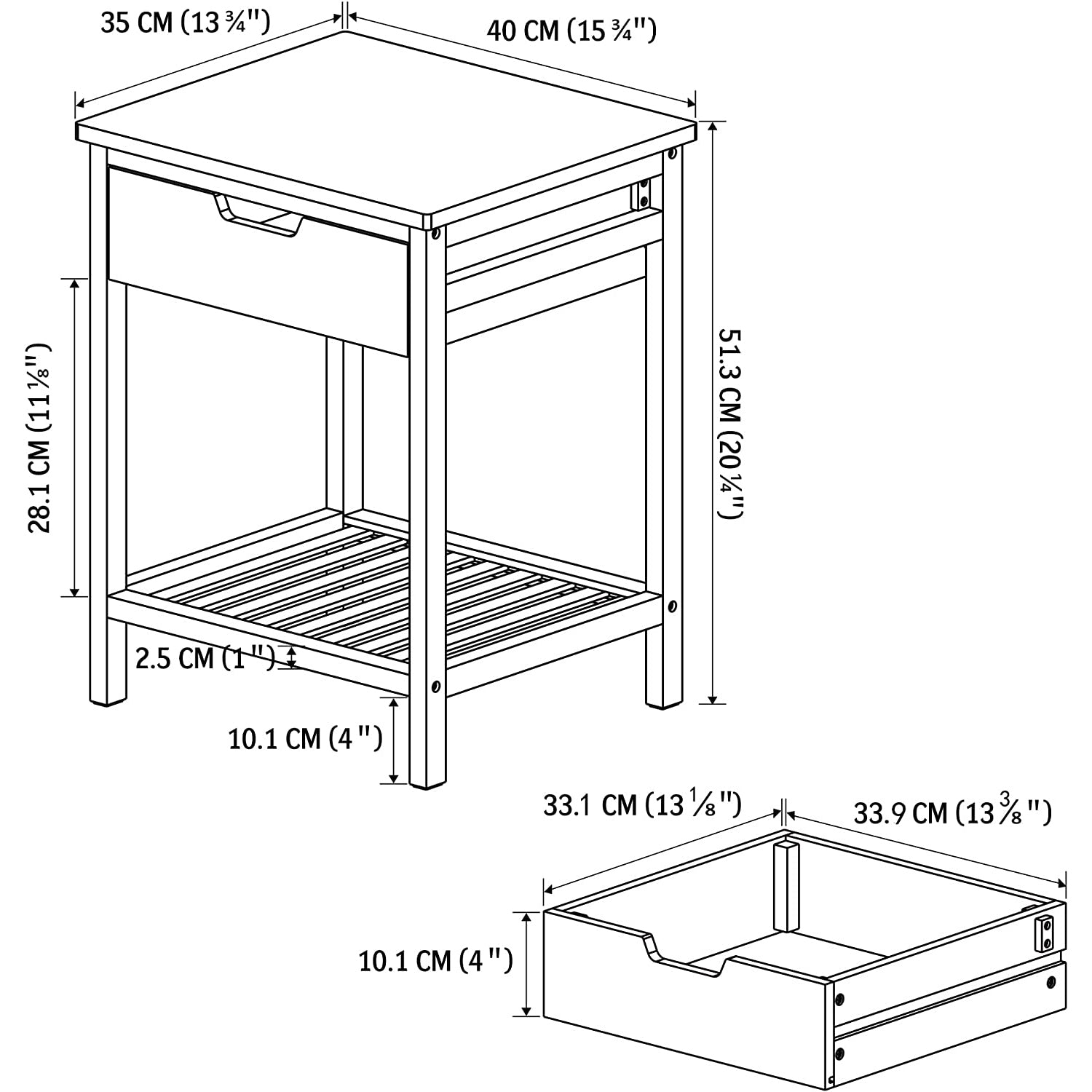 Black Square Bedside End Table with Drawer By: Alabama Beds