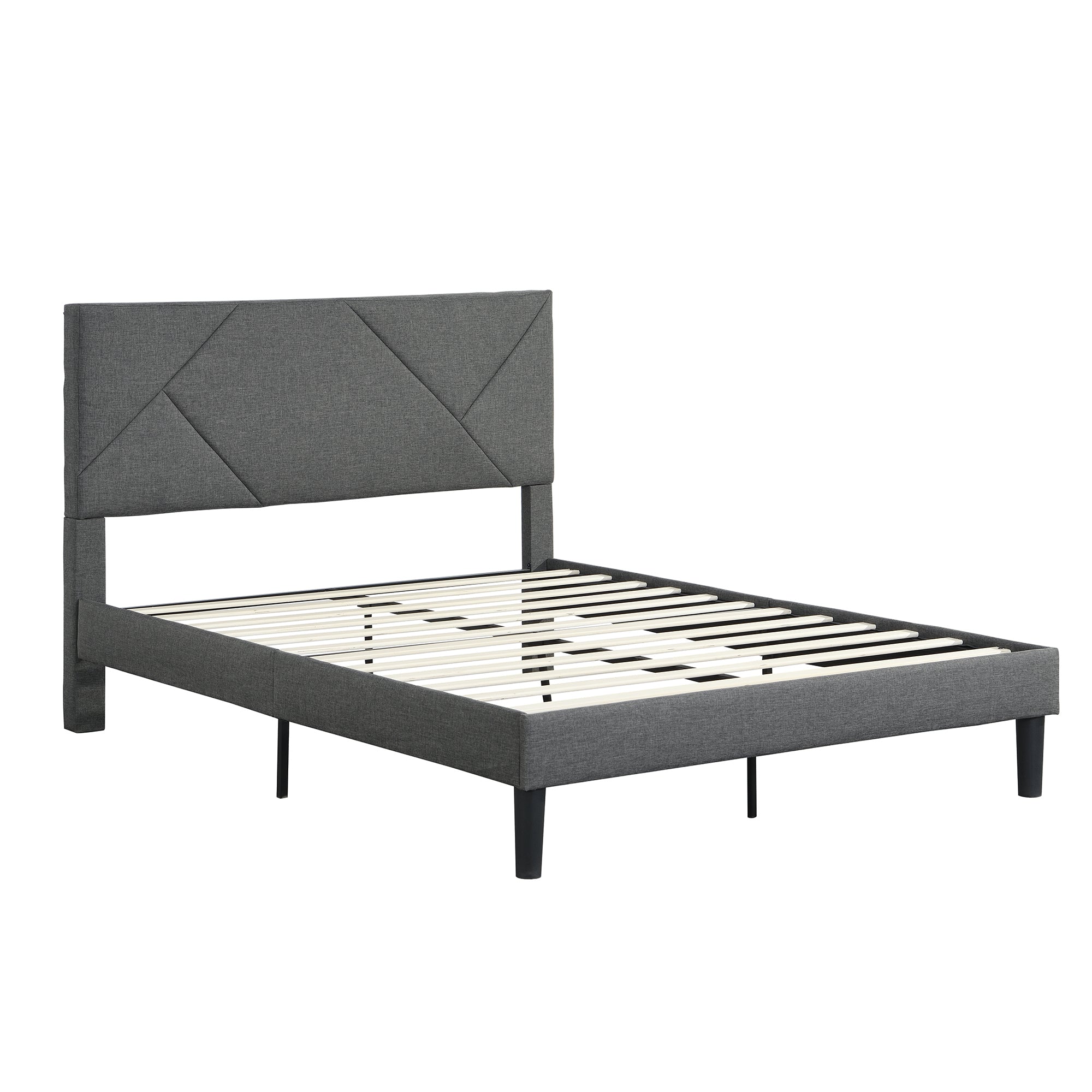 Easy to Assemble Upholstered Bed Frame with Wood Slat in Gray By: Alabama Beds