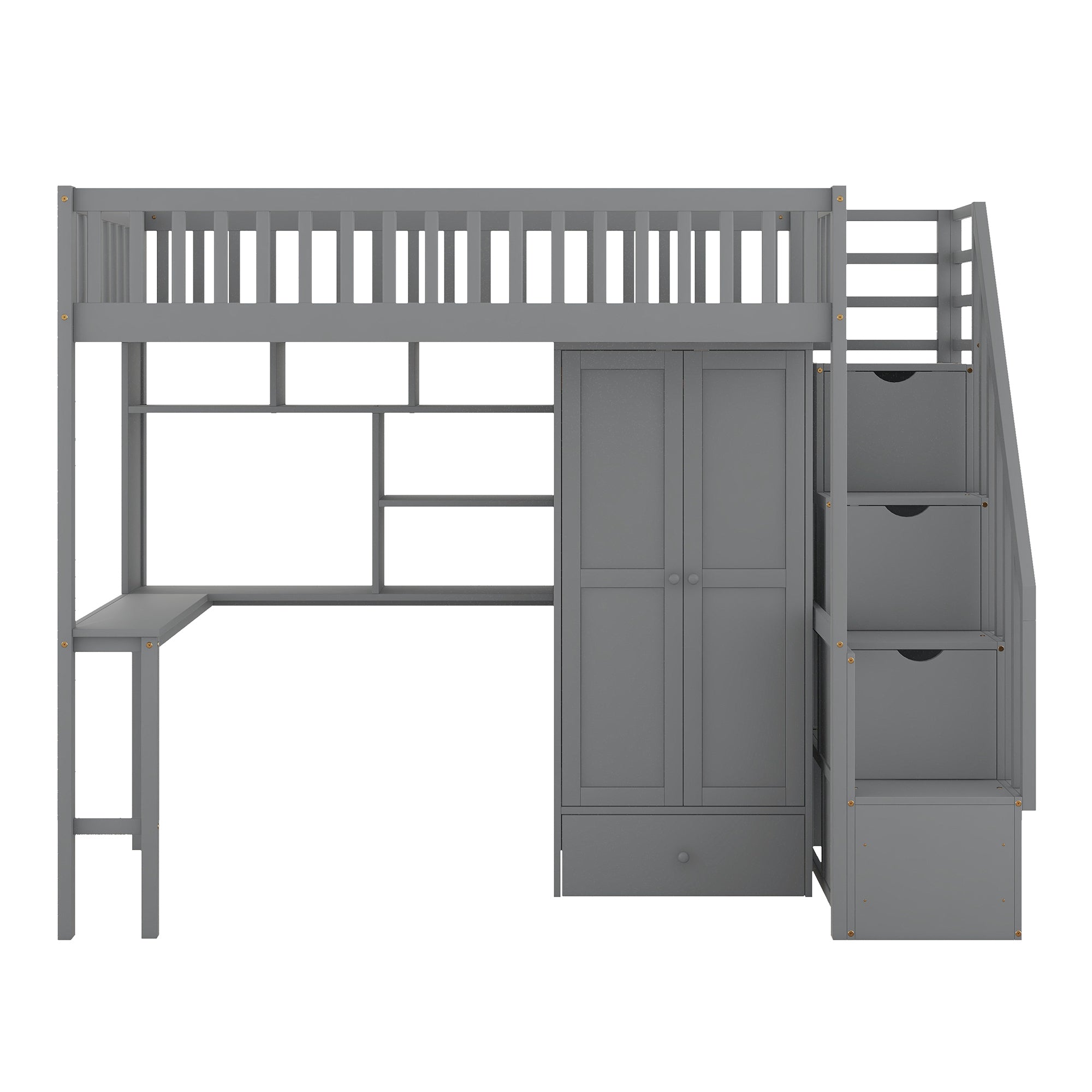 Twin Size Loft Grey Bed Frame with Drawers By: Alabama Beds