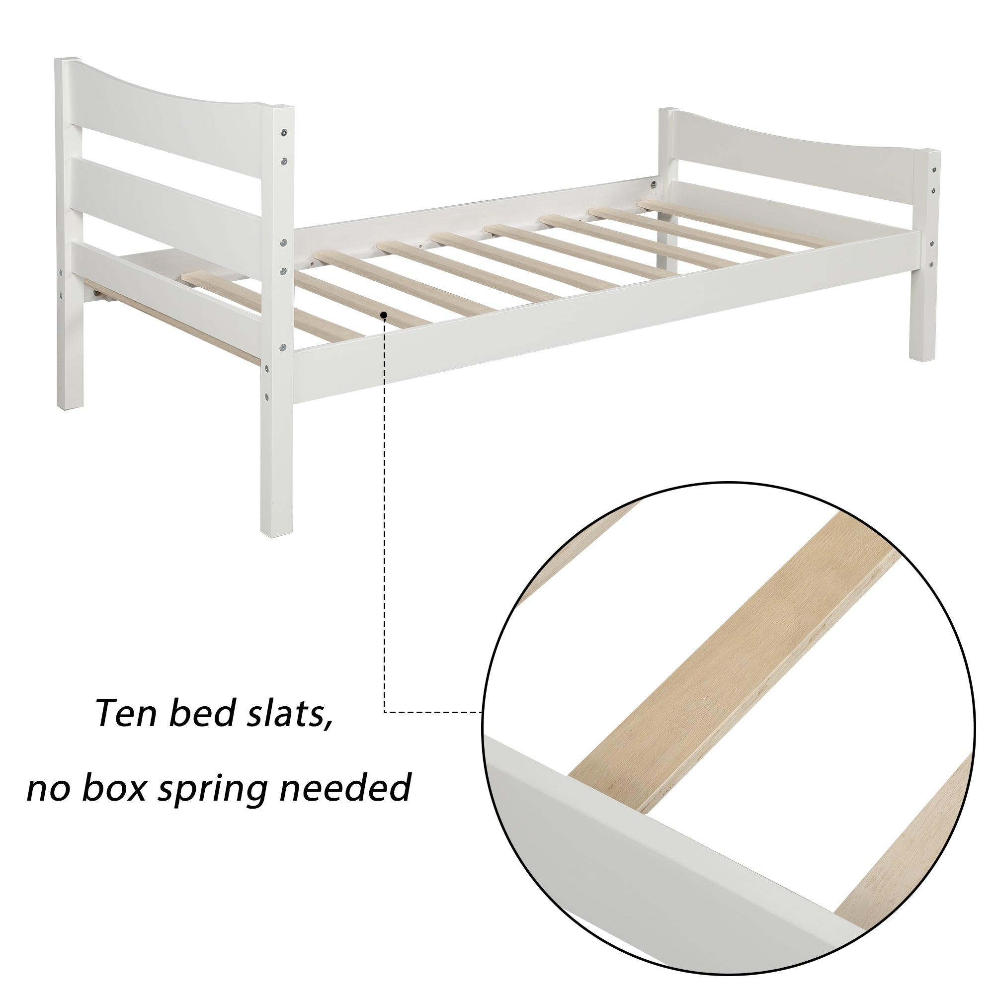 Twin-Size Wood Platform Bed with Headboard and Slat By: Alabama Beds