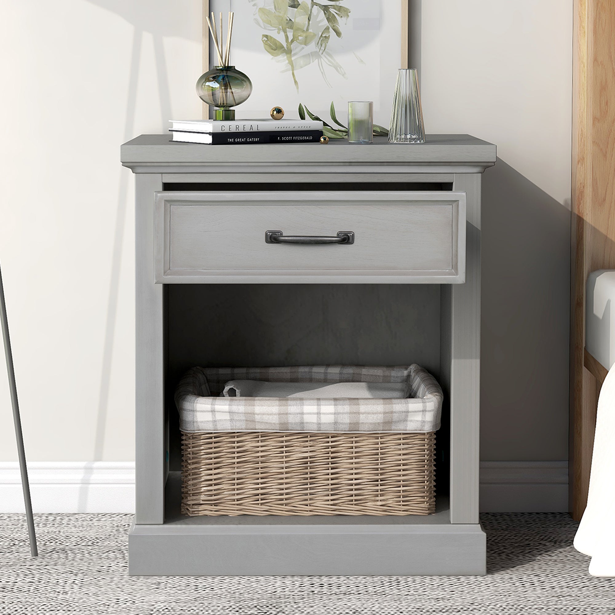 Modern Gray Nightstand for Bedroom Side Table By: Alabama Beds