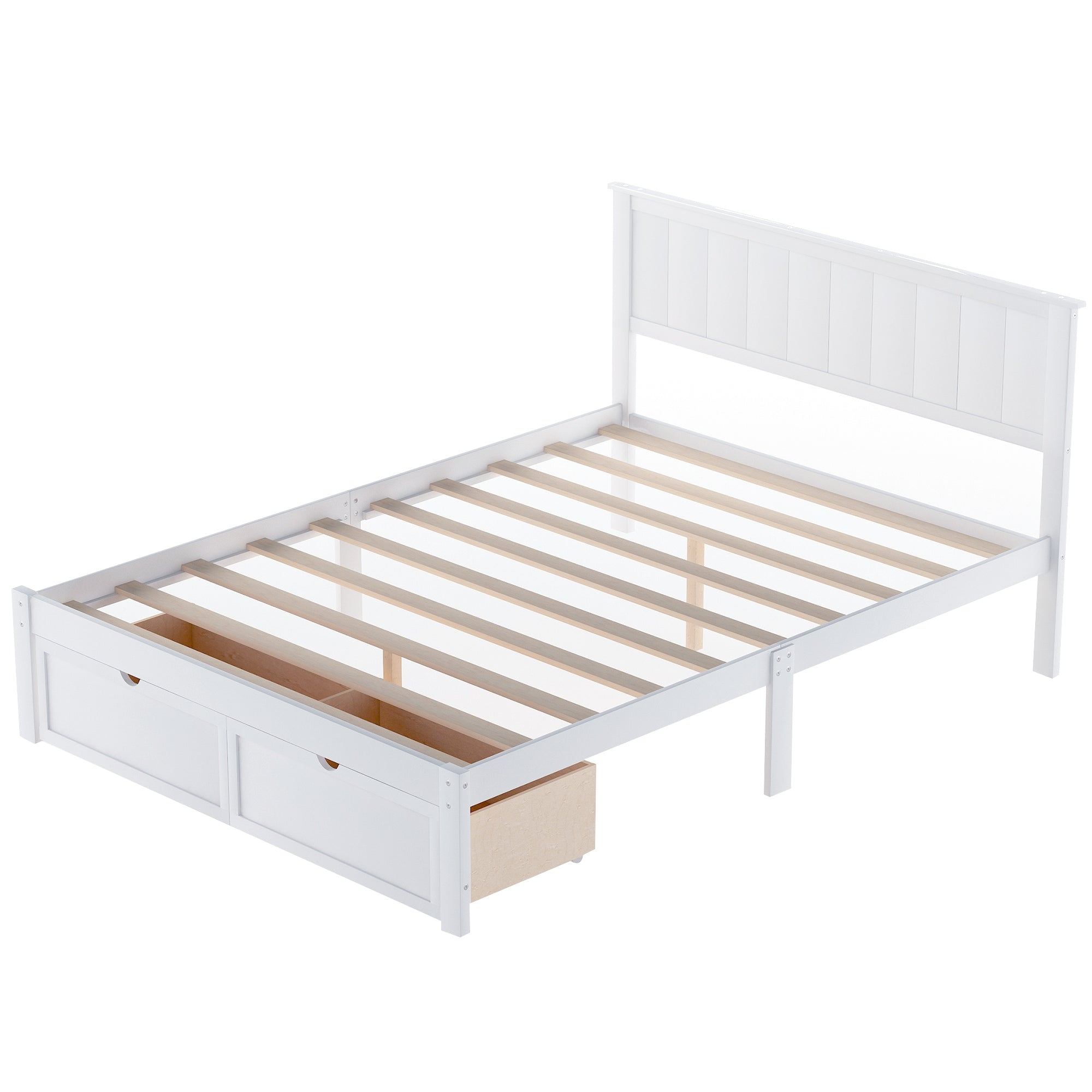 Full Size Wood Platform Bed Frame with Underbed Storage Drawers by: Alabama Beds