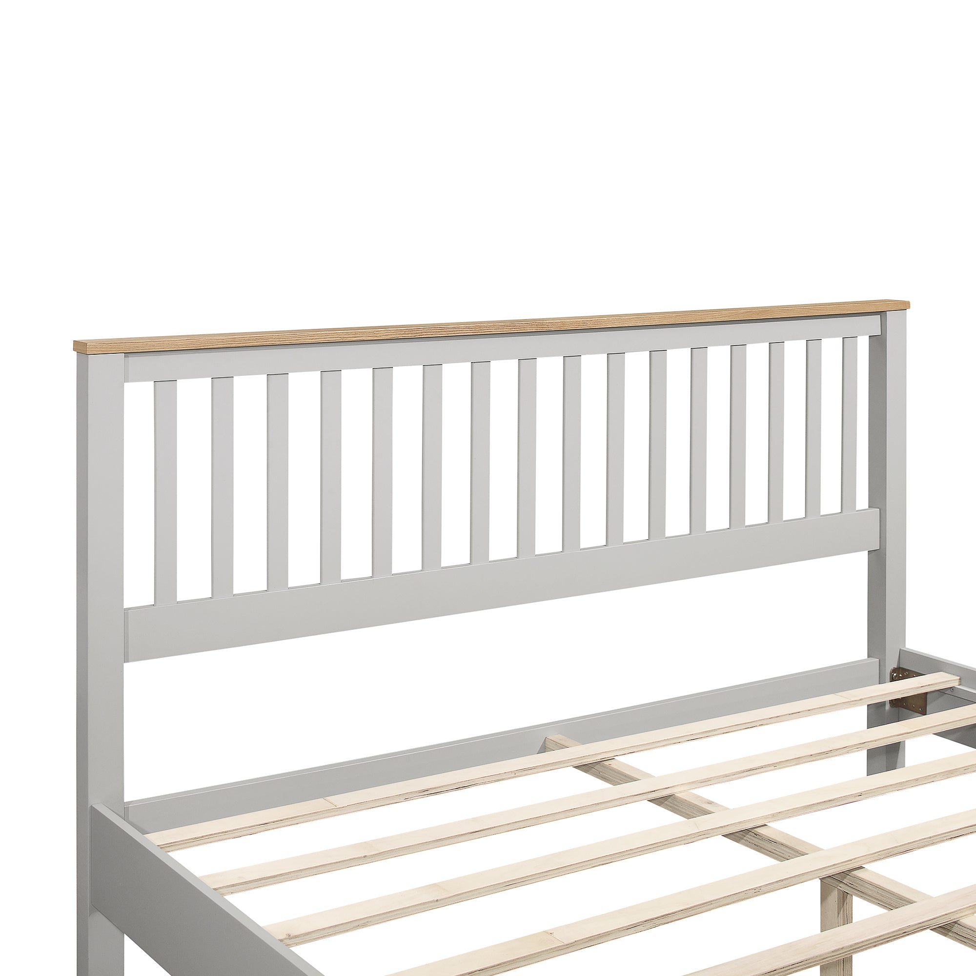 King Size Grey Platform Bed Frame with Oak Top By: Alabama Beds