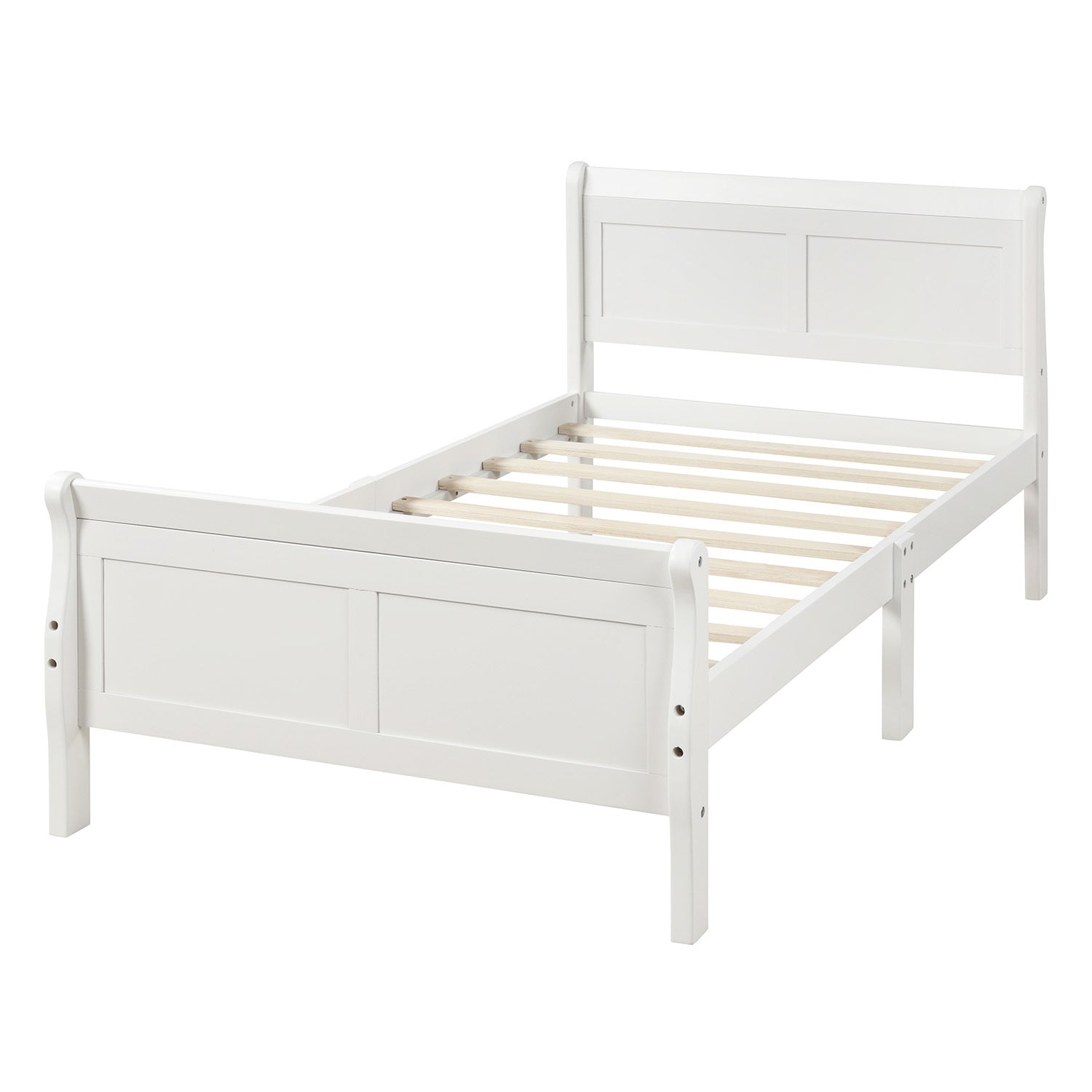 Wooden Twin Sleigh Bed Frame with Headboard, Footboard and wood slat By: Alabama Beds