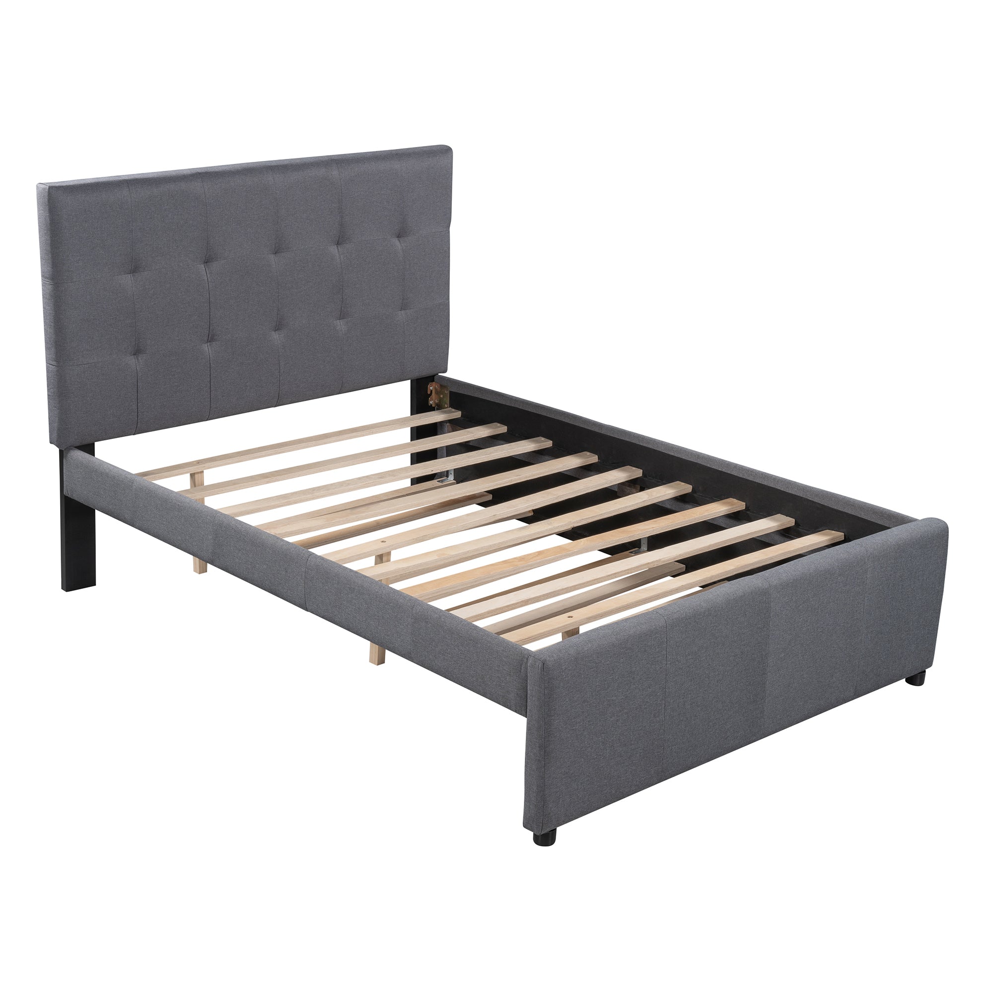 Linen Upholstered Bed Frame with Headboard and Trundle by: Alabama Beds