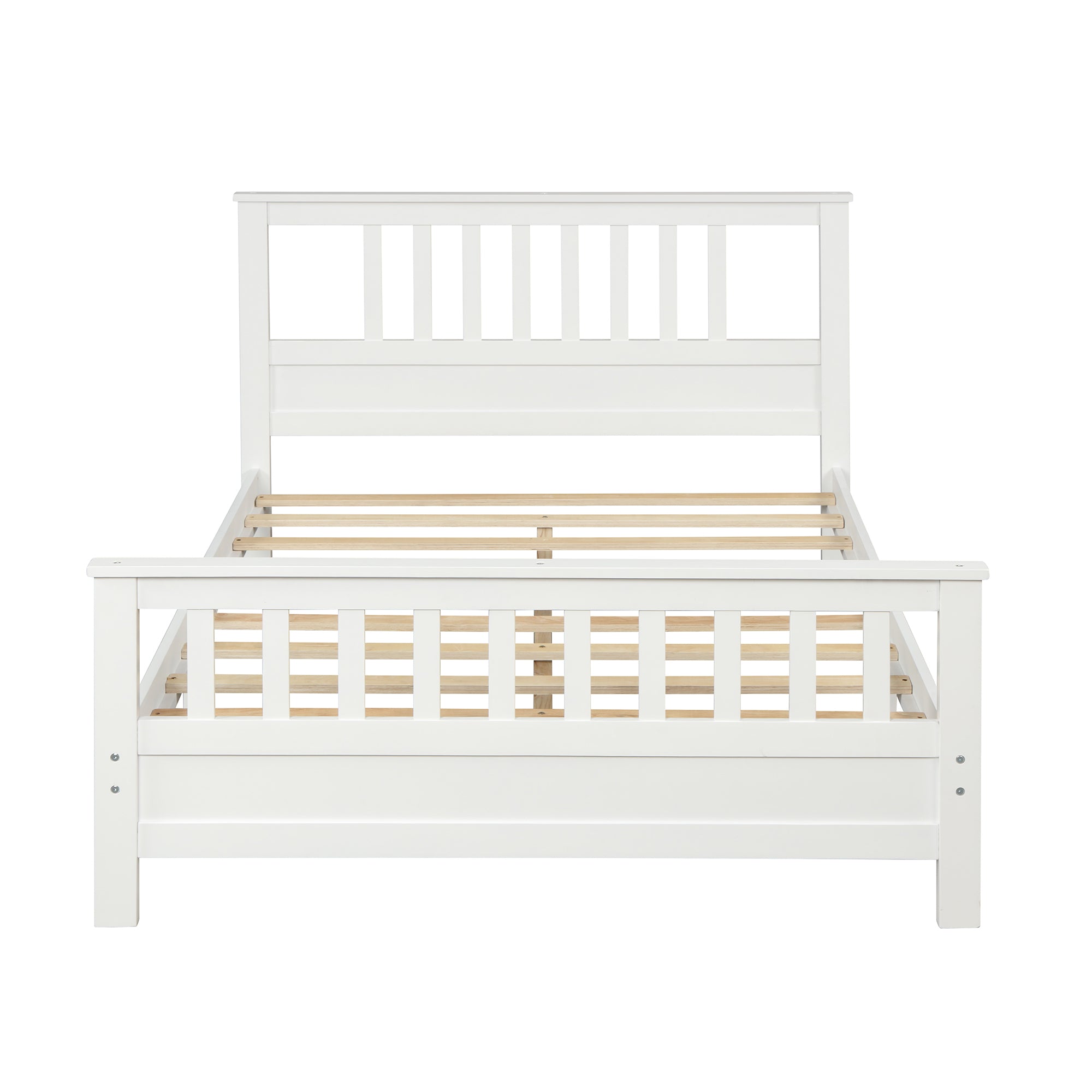 White Wooden Platform Bed Frame with Headboard and Footboard by: Alabama Beds