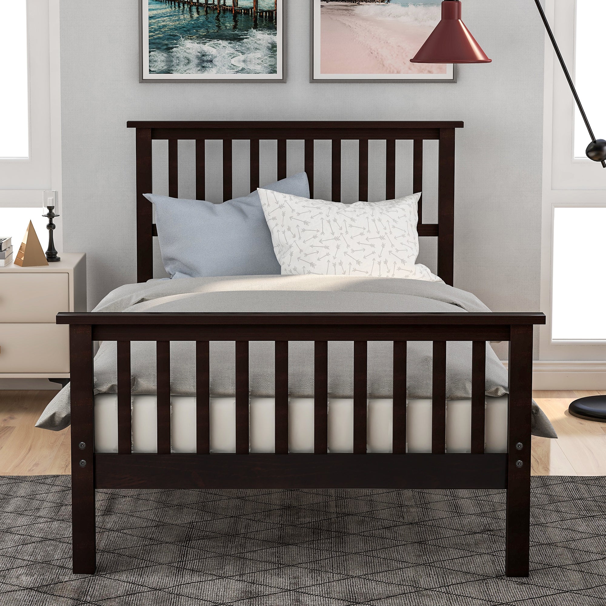Twin Wood Platform Bed Frame with Headboard and Footboard By: Alabama Beds