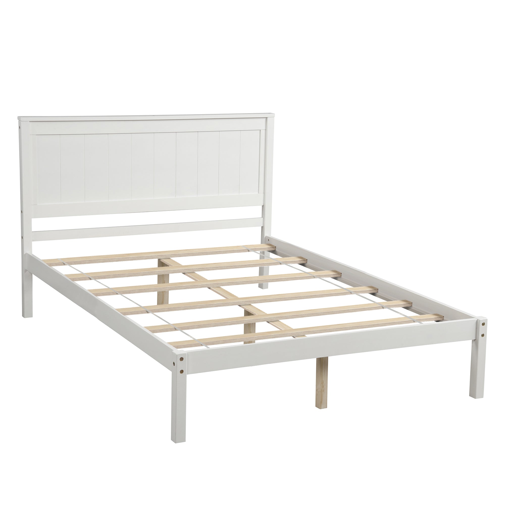 Pine Wood Platform Bed Frame with Headboard and Wood Slats by: Alabama Beds