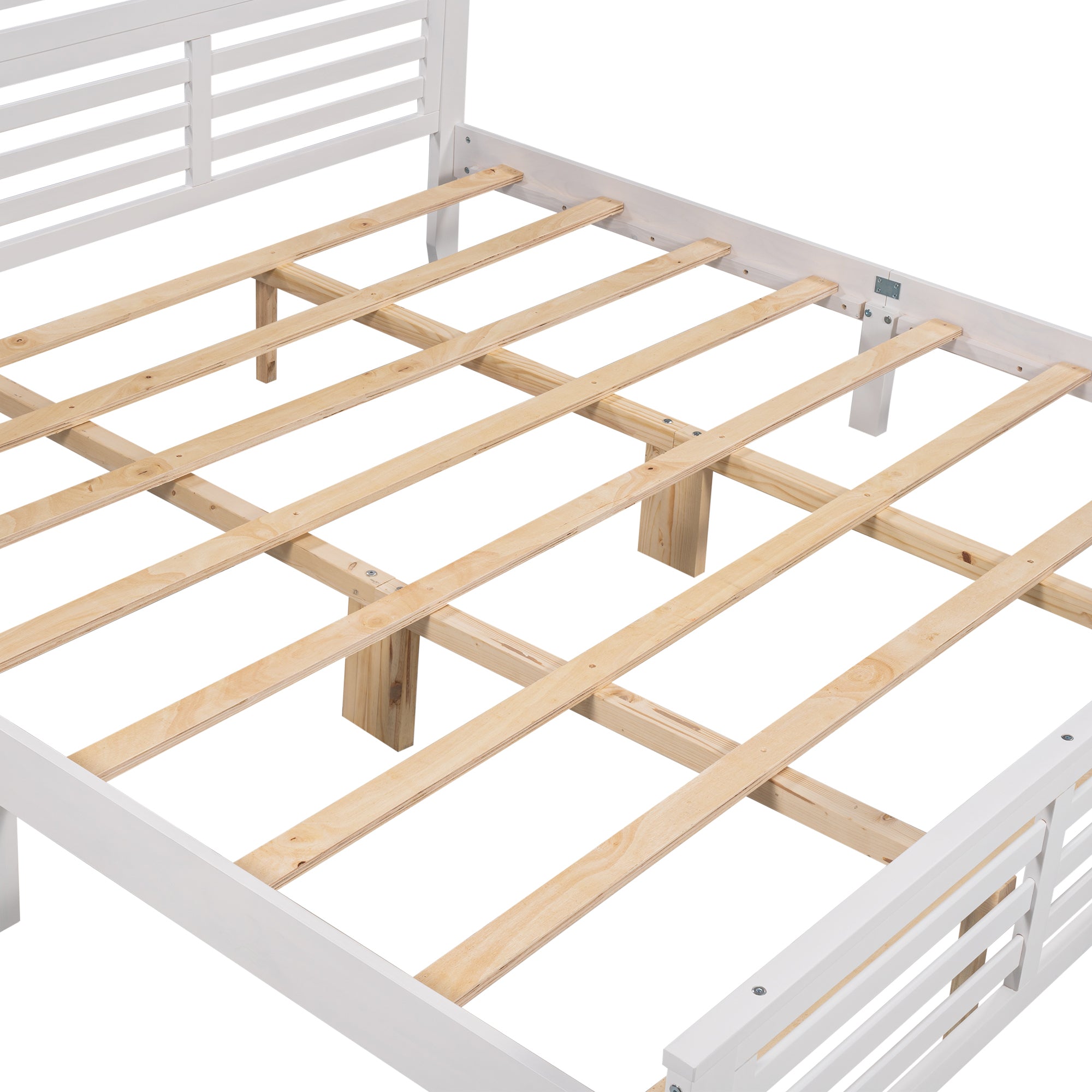 King Size Platform Bed with Horizontal Strip Hollow Shape | White By: Alabama Beds