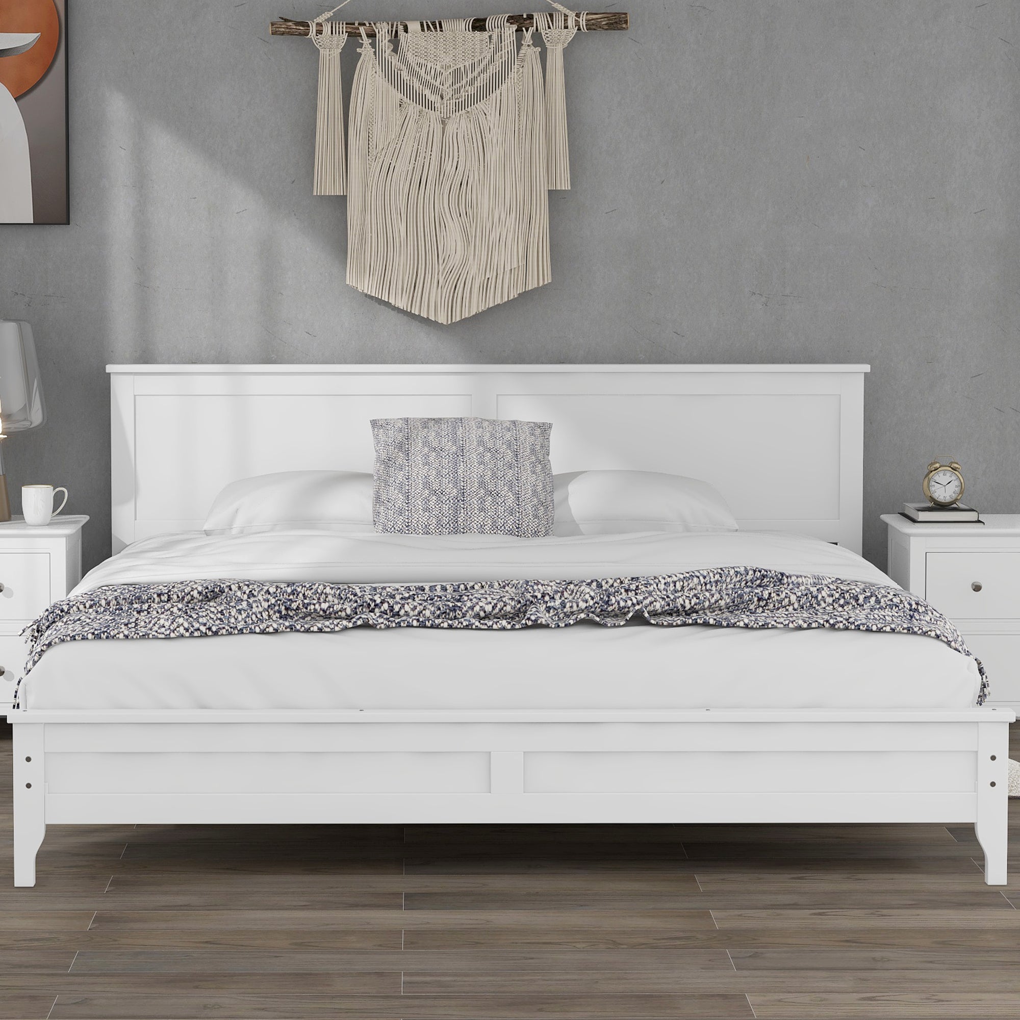 Modern White Solid Wooden Platform Bed Frame By: Alabama Beds
