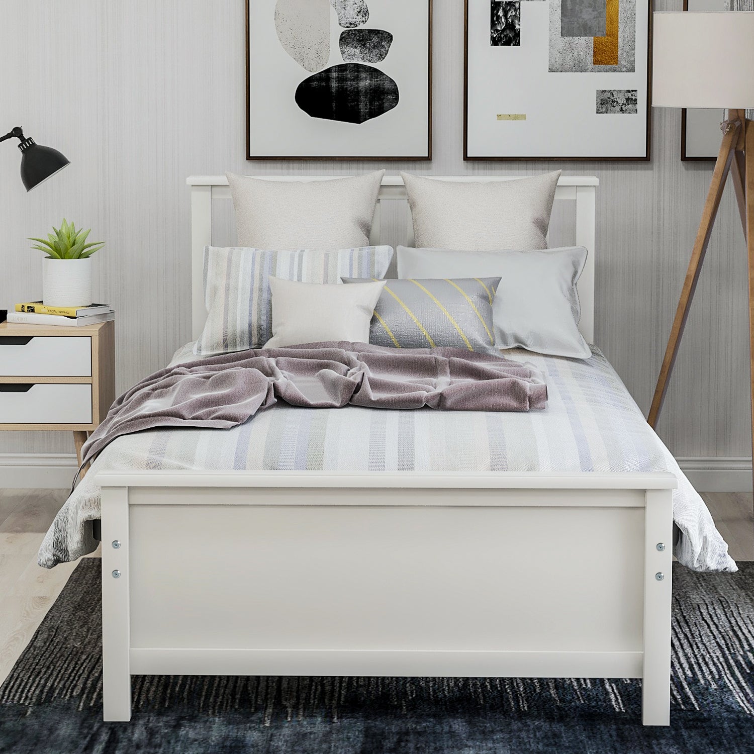 Twin-Size Platform Bed with Headboard, Footboard and Wood Slat By: Alabama Beds