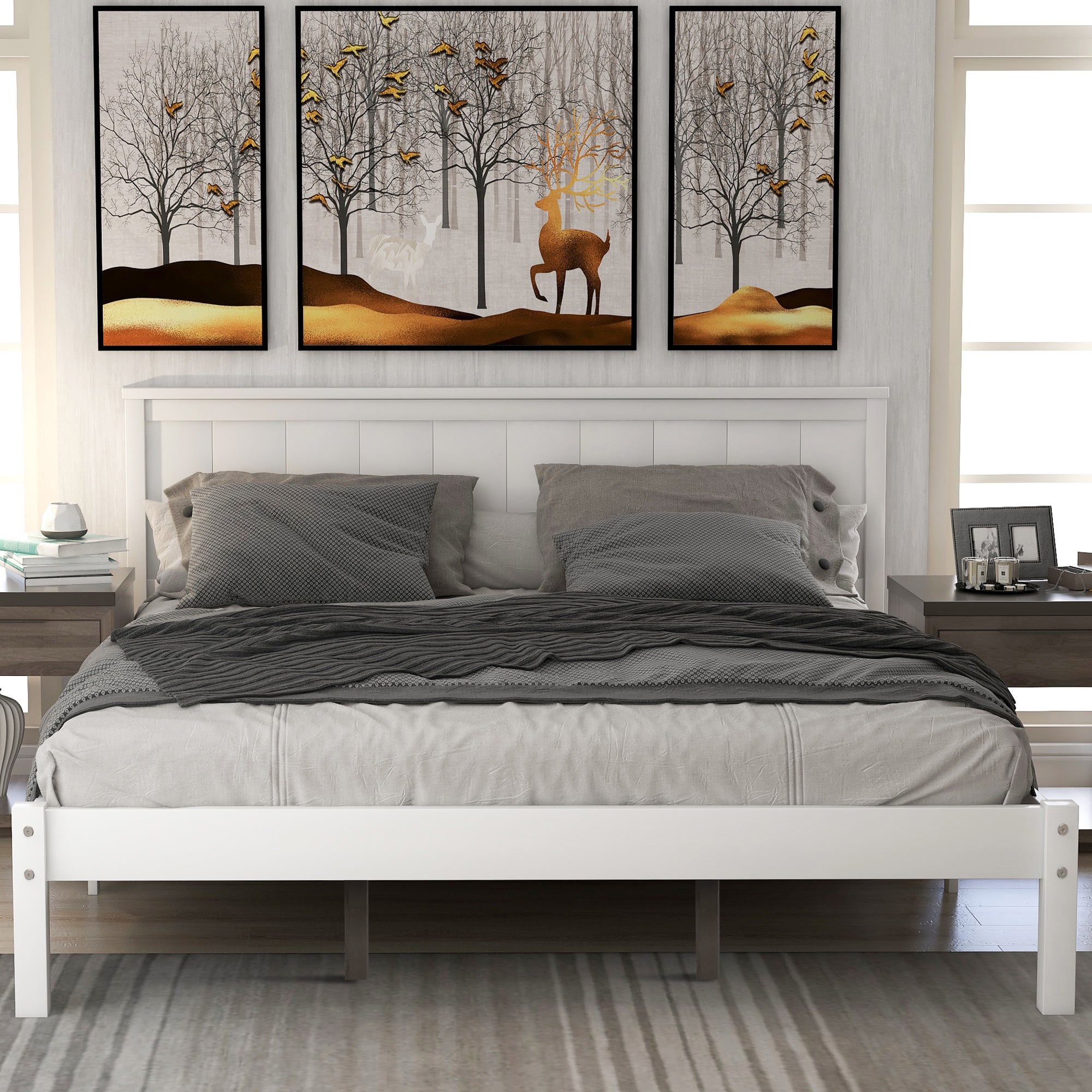 Platform Bed Frame with Headboard and Wood Slats By: Alabama Beds