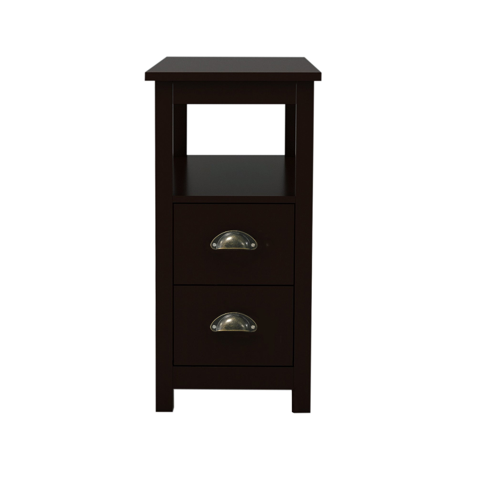 Narrow Brown Nightstand with 2 Drawers & 2 Shelves By: Alabama Beds