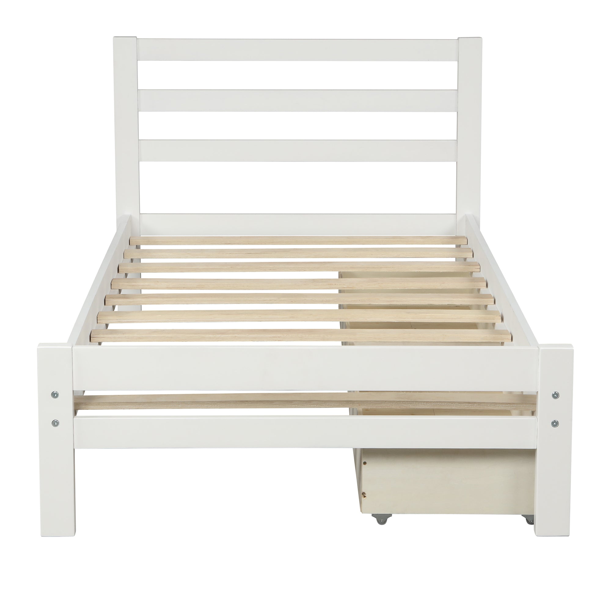Twin-Size White Wood Platform Bed with Two Drawers By: Alabama Beds