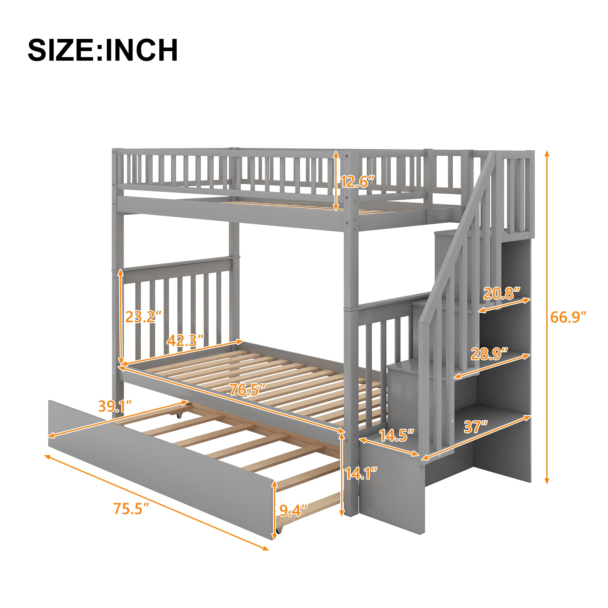 Twin Over Twin Bunk Bed with Trundle and Storage By: Alabama Beds