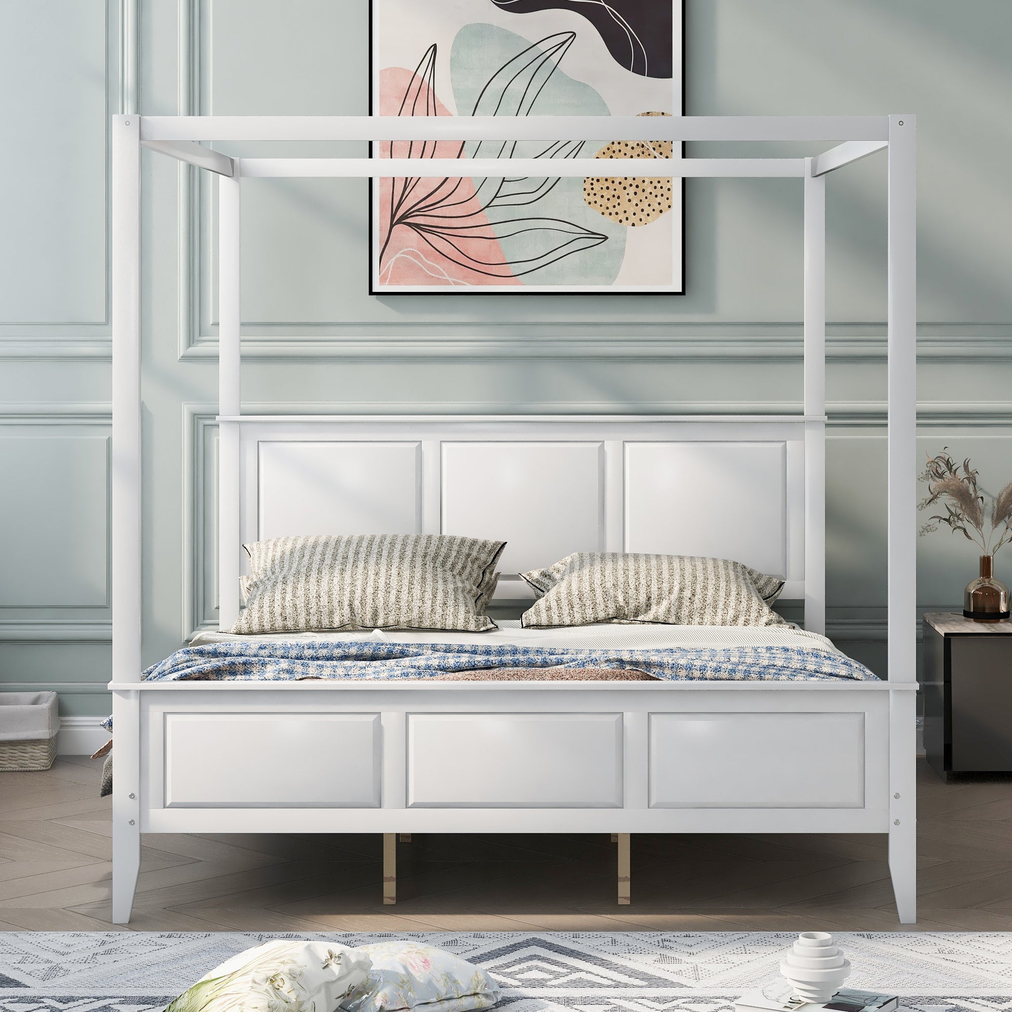 King Size Canopy Platform Bed with Headboard and Footboard By: Alabama Beds