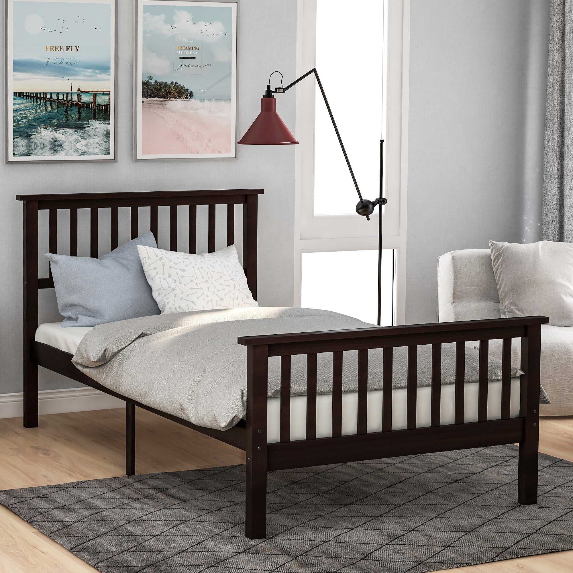 Twin Wood Platform Bed Frame with Headboard and Footboard By: Alabama Beds