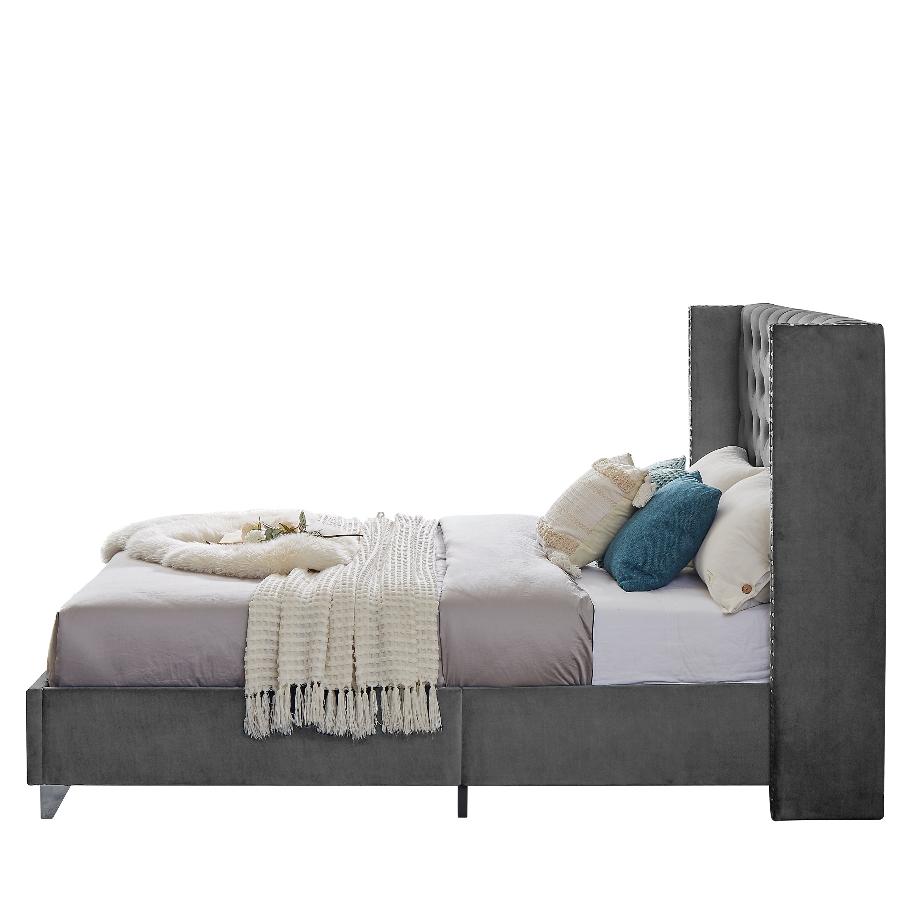 Upholstered Queen Headboard Bed with Wooden Slats By: Alabama Beds