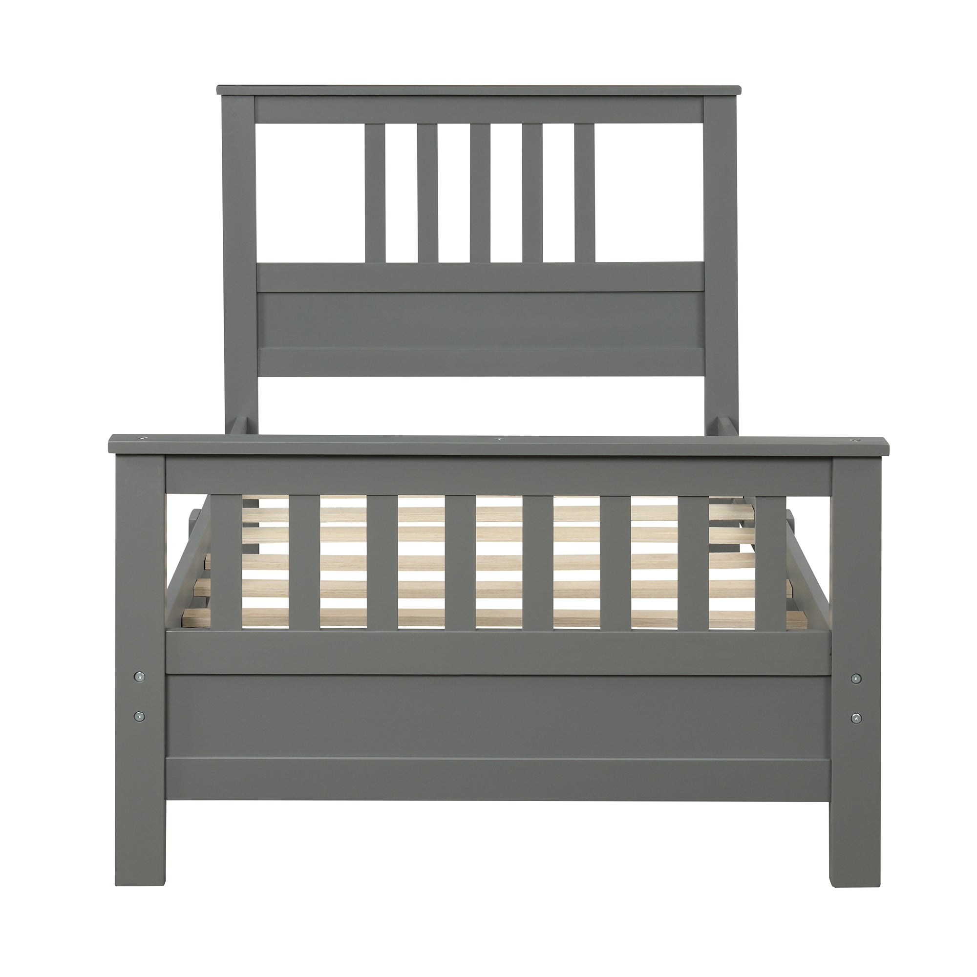 Gray Wood Platform Bed with Headboard and Footboard By: Alabama Beds