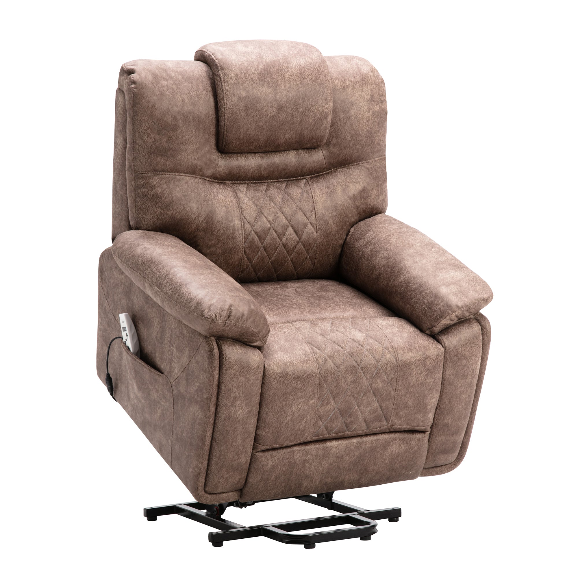 Brown Leather Comfortable Upholstery Power Lift Chair By: Alabama Beds