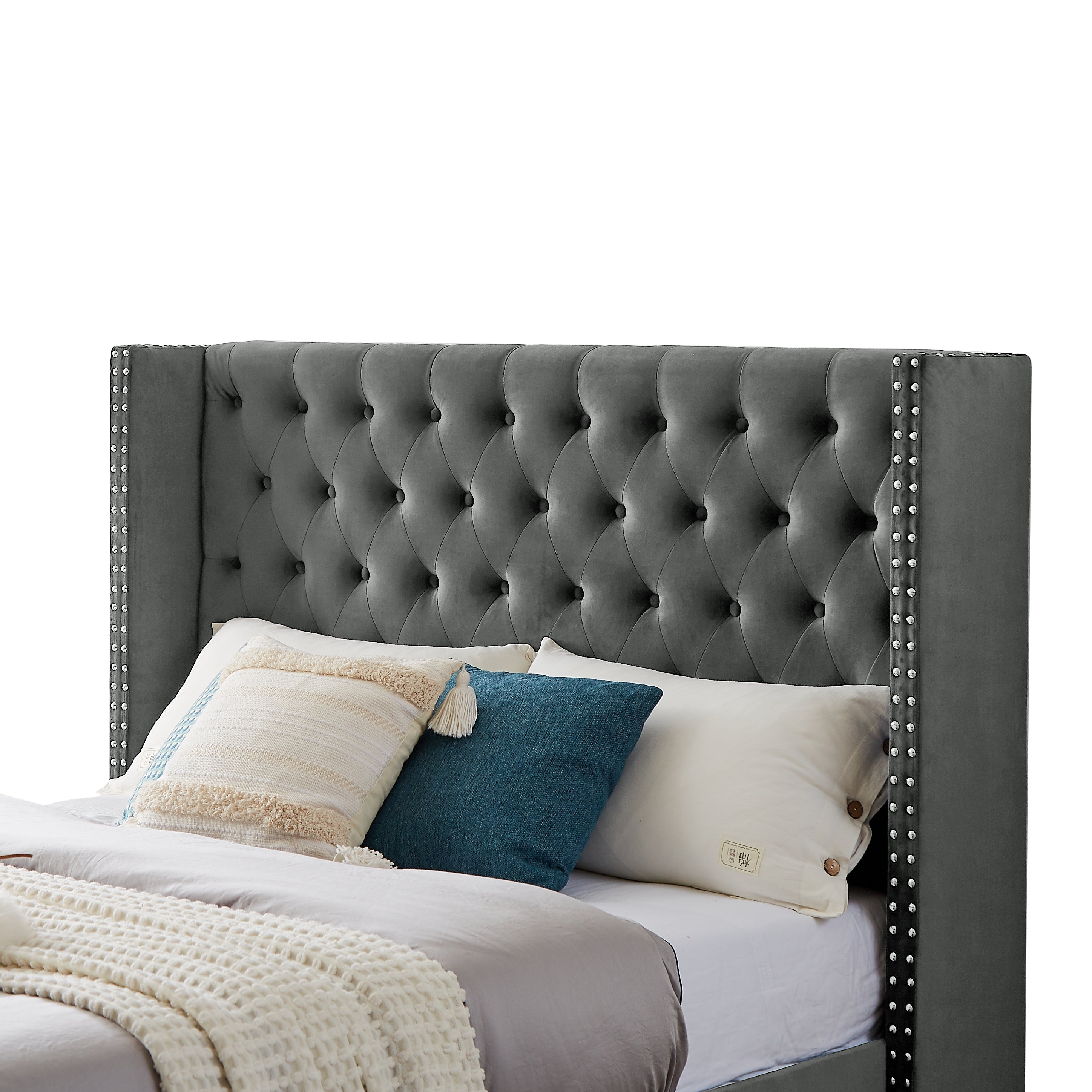 Queen Headboard Bed with Nightstand and Wooden Slats By: Alabama Beds