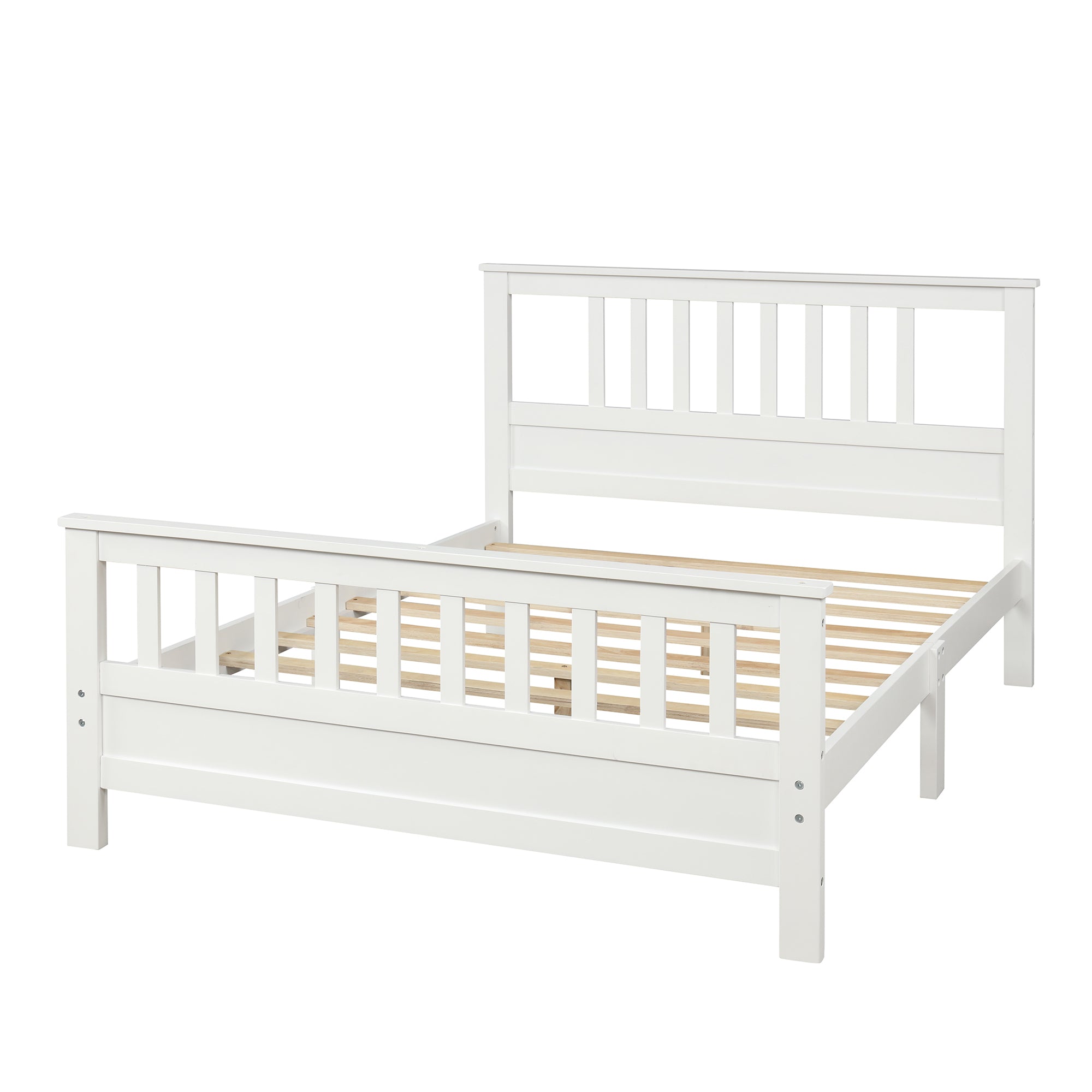 White Wooden Platform Bed Frame with Headboard and Footboard by: Alabama Beds