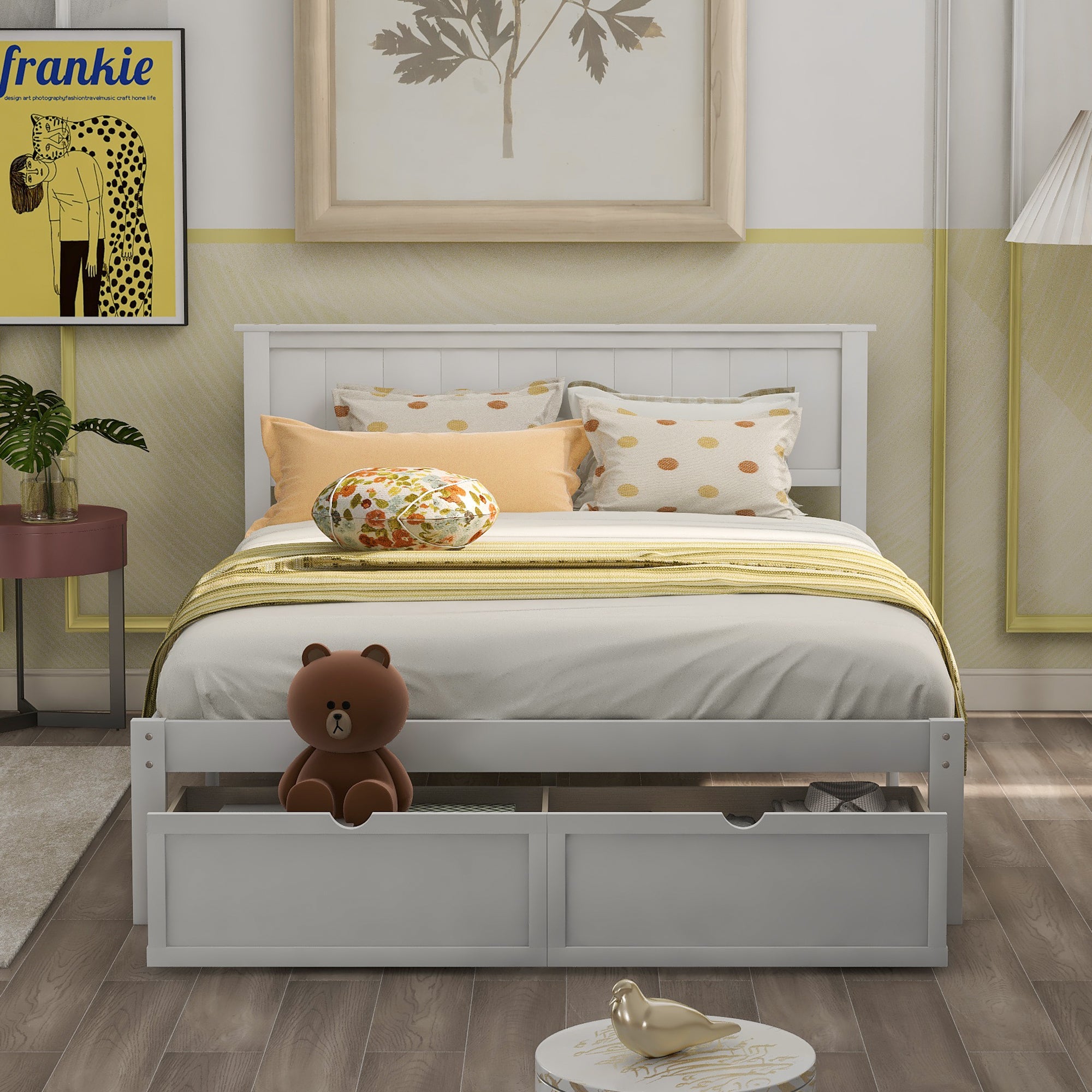 Full Size Wood Platform Bed Frame with Underbed Storage Drawers by: Alabama Beds