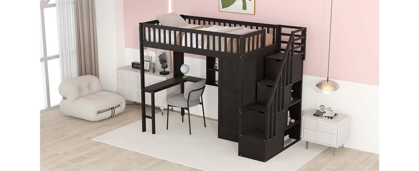 Twin Size Loft Espresso Bed Frame with Drawers By: Alabama Beds