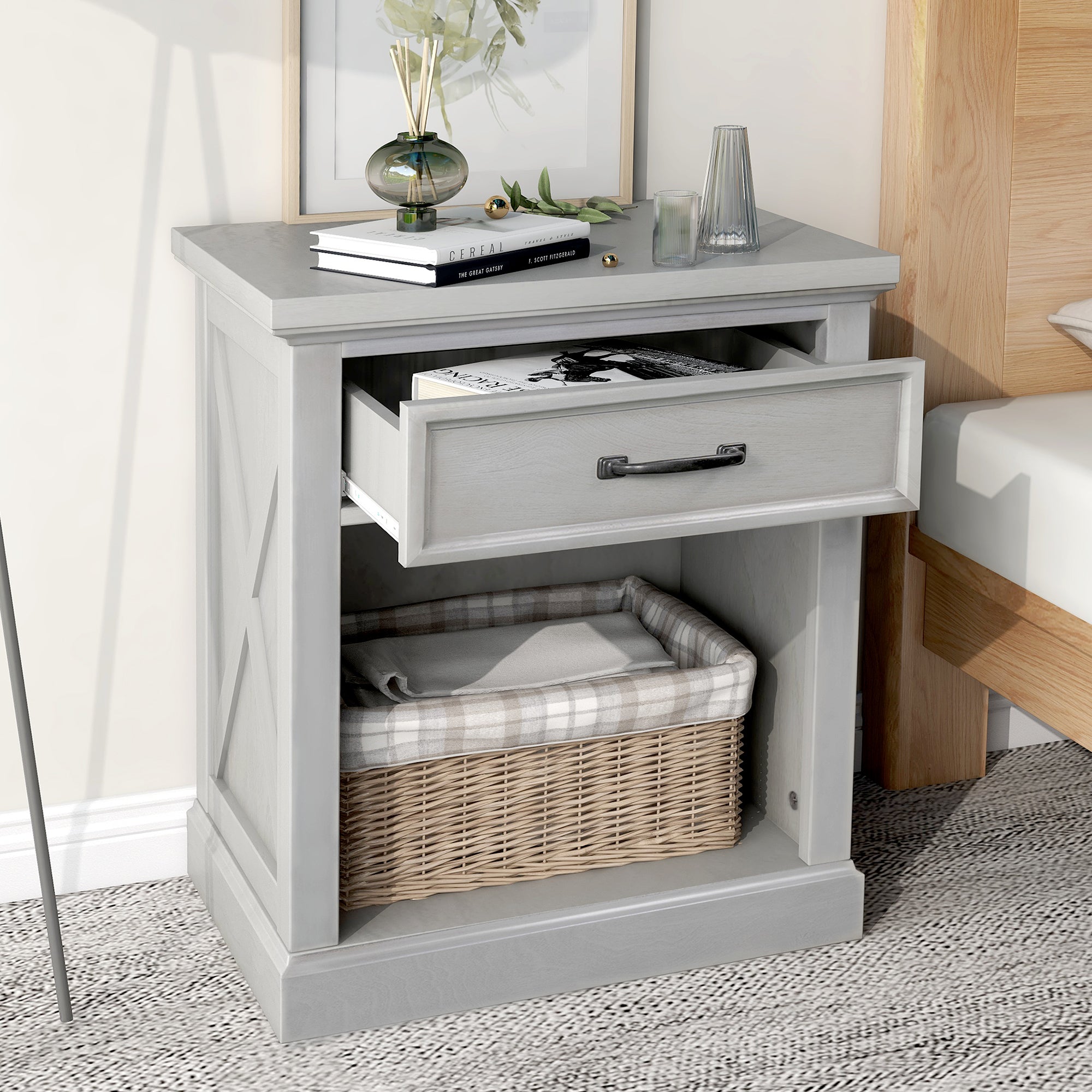 Modern Gray Nightstand for Bedroom Side Table By: Alabama Beds