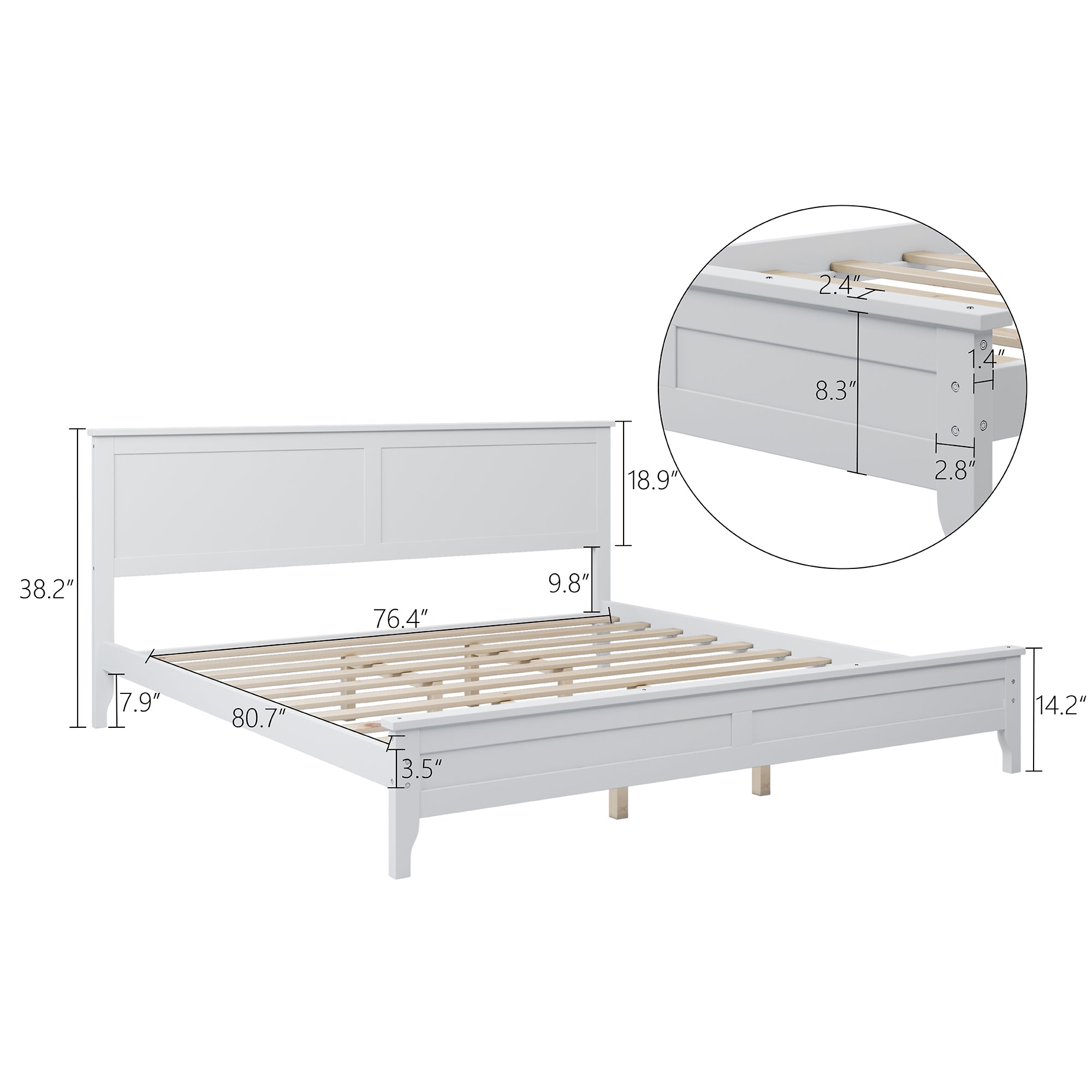 Modern White Solid Wooden Platform Bed Frame By: Alabama Beds